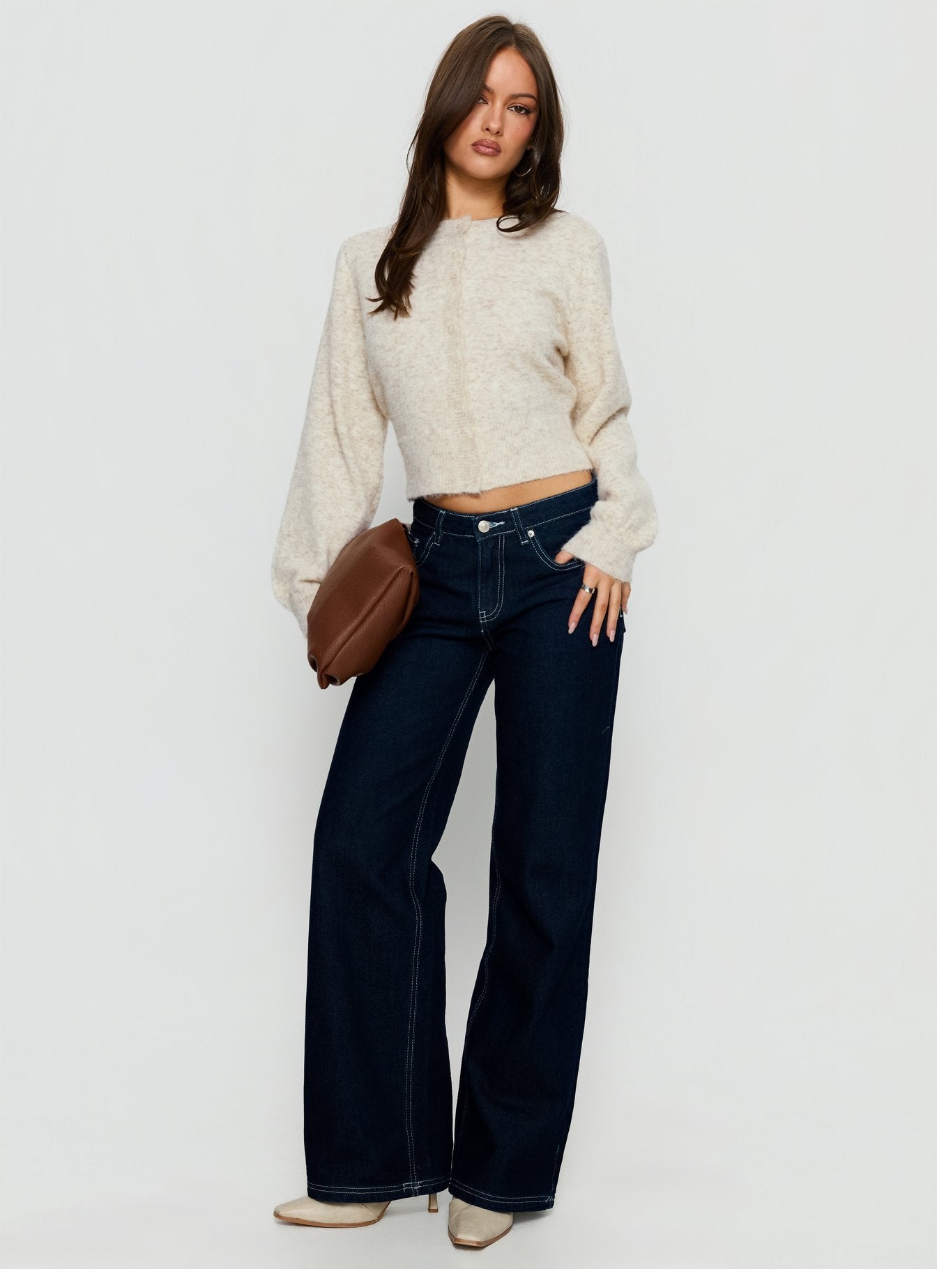 Dawsen Button Down Cardigan Cream women's sweater by Ellevoria