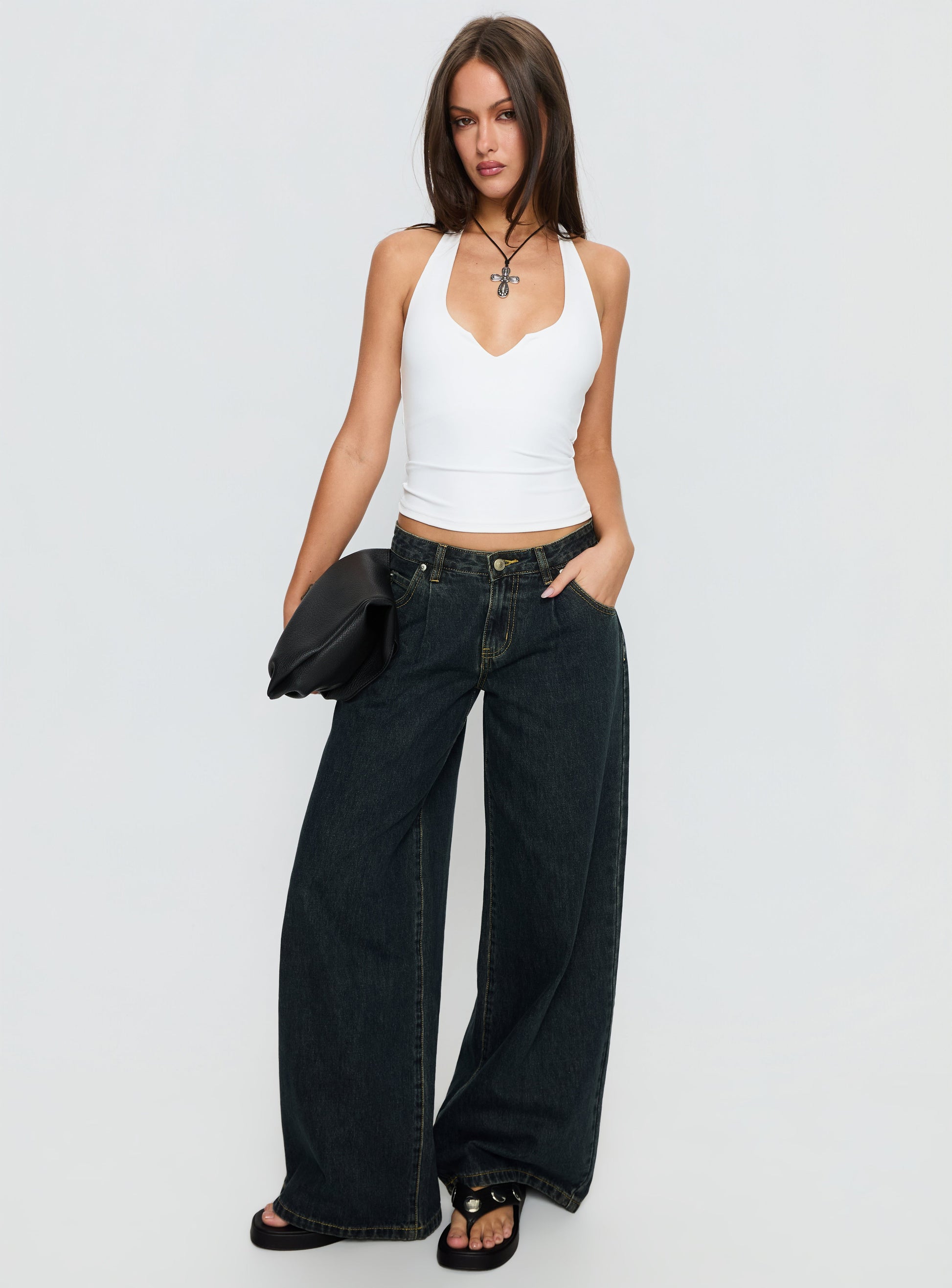 Supercut Low Rise Baggy Pleat Jeans Grunge Wash women's denim jeans by Ellevoria