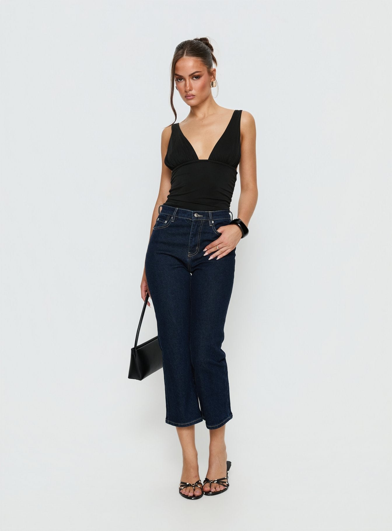Cindee High Rise Cropped Jeans Raw Indigo women's denim jeans by Ellevoria
