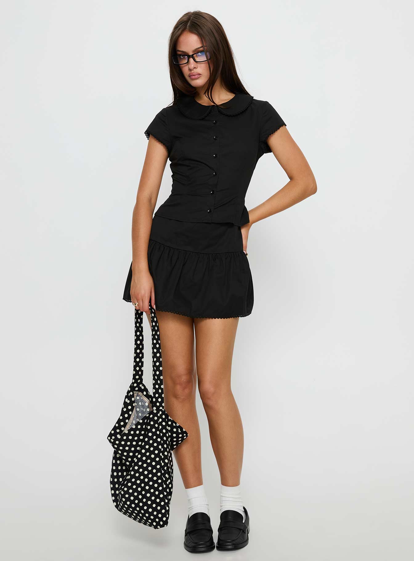 Sweet Treat Button Up Set Black women's two piece set by Ellevoria