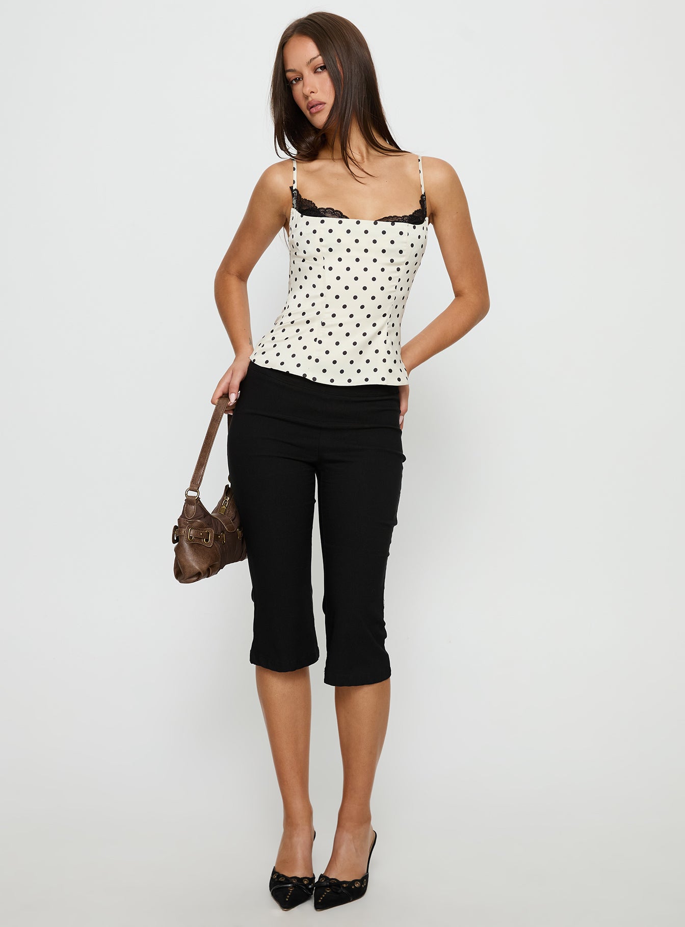 Renaissance Corset Lace Top White Polka Dot - women's top by Ellevoria - view 3
