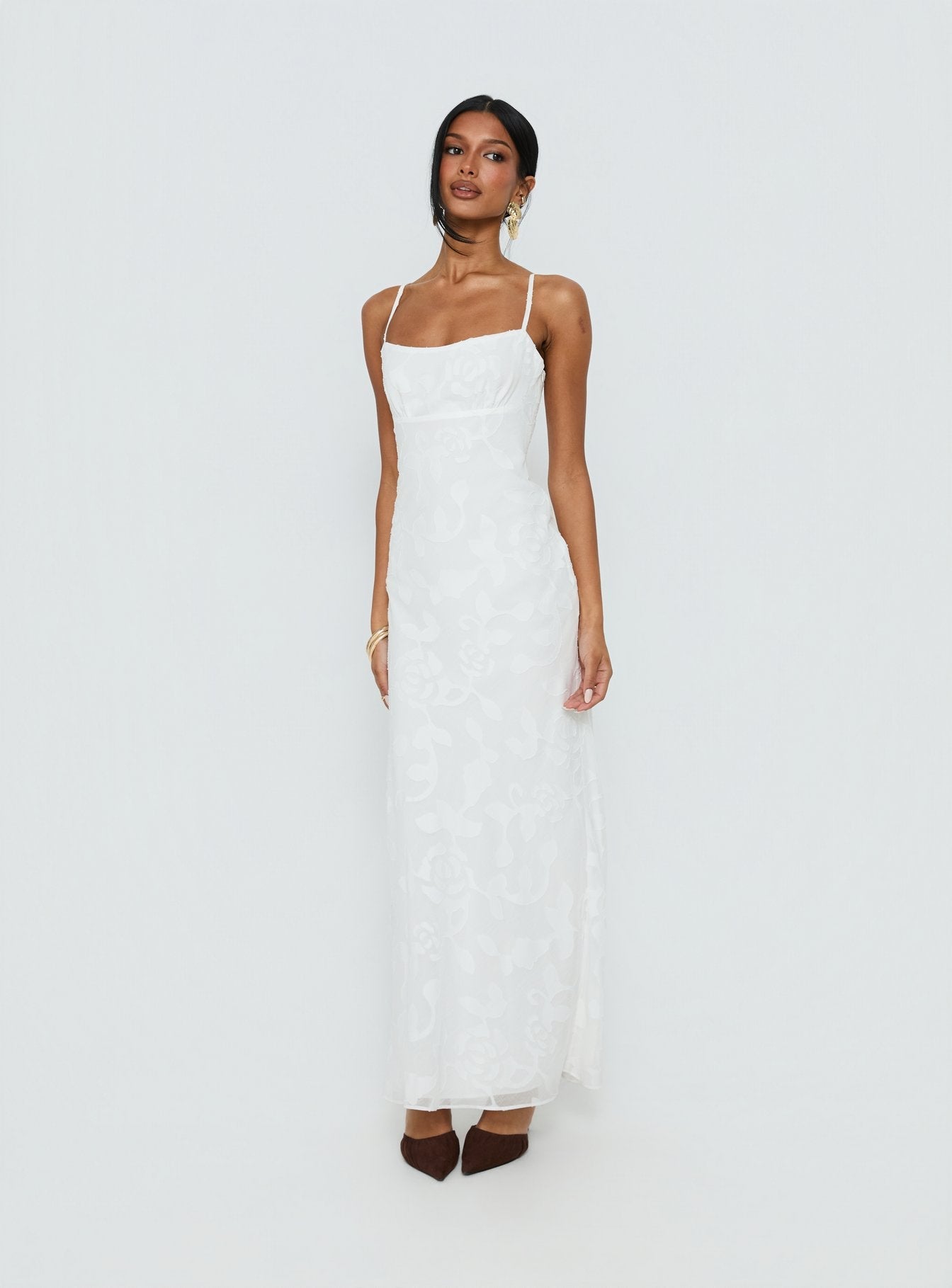 Avienna Maxi Dress White Burnout - women's maxi dress by Ellevoria - view 3