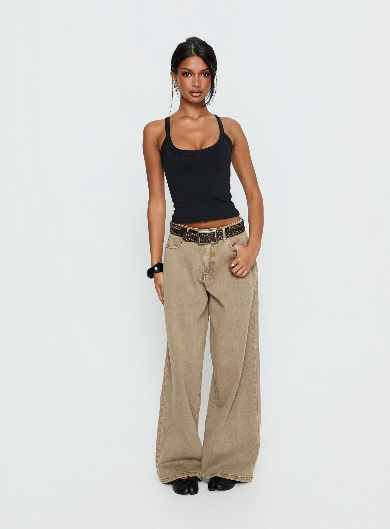 Naylor Mid Rise Wide Leg Jeans Light Brown Wash women's denim jeans by Ellevoria