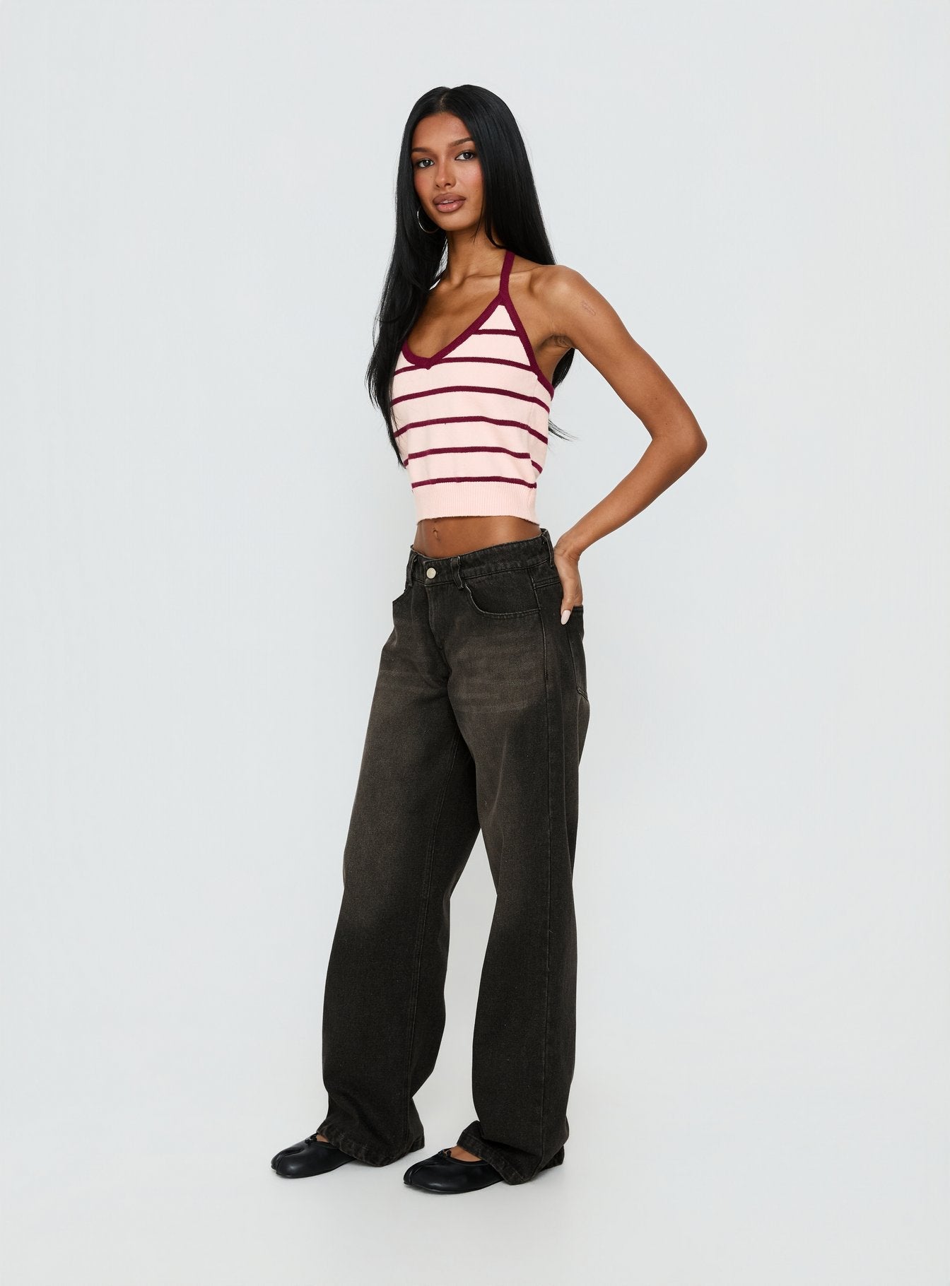 Korinne Low Rise Baggy Jeans Washed Charcoal women's denim jeans by Ellevoria
