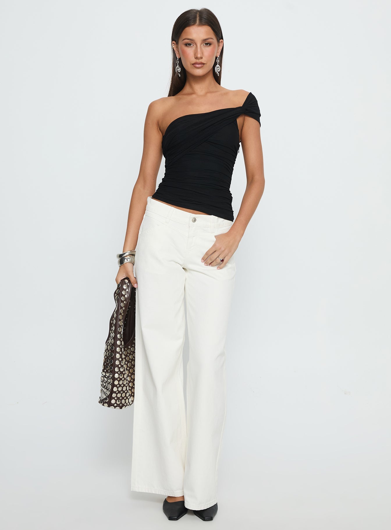 Catiana Low Rise Wide Leg Jeans White women's denim jeans by Ellevoria