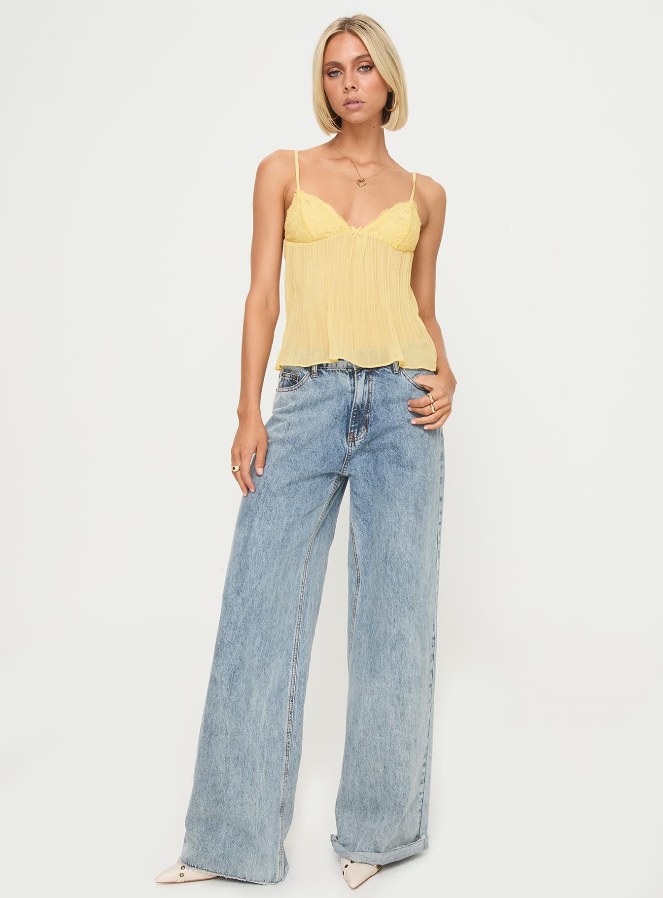 Zami Pleat Top Lemon - women's top by Ellevoria - view 3