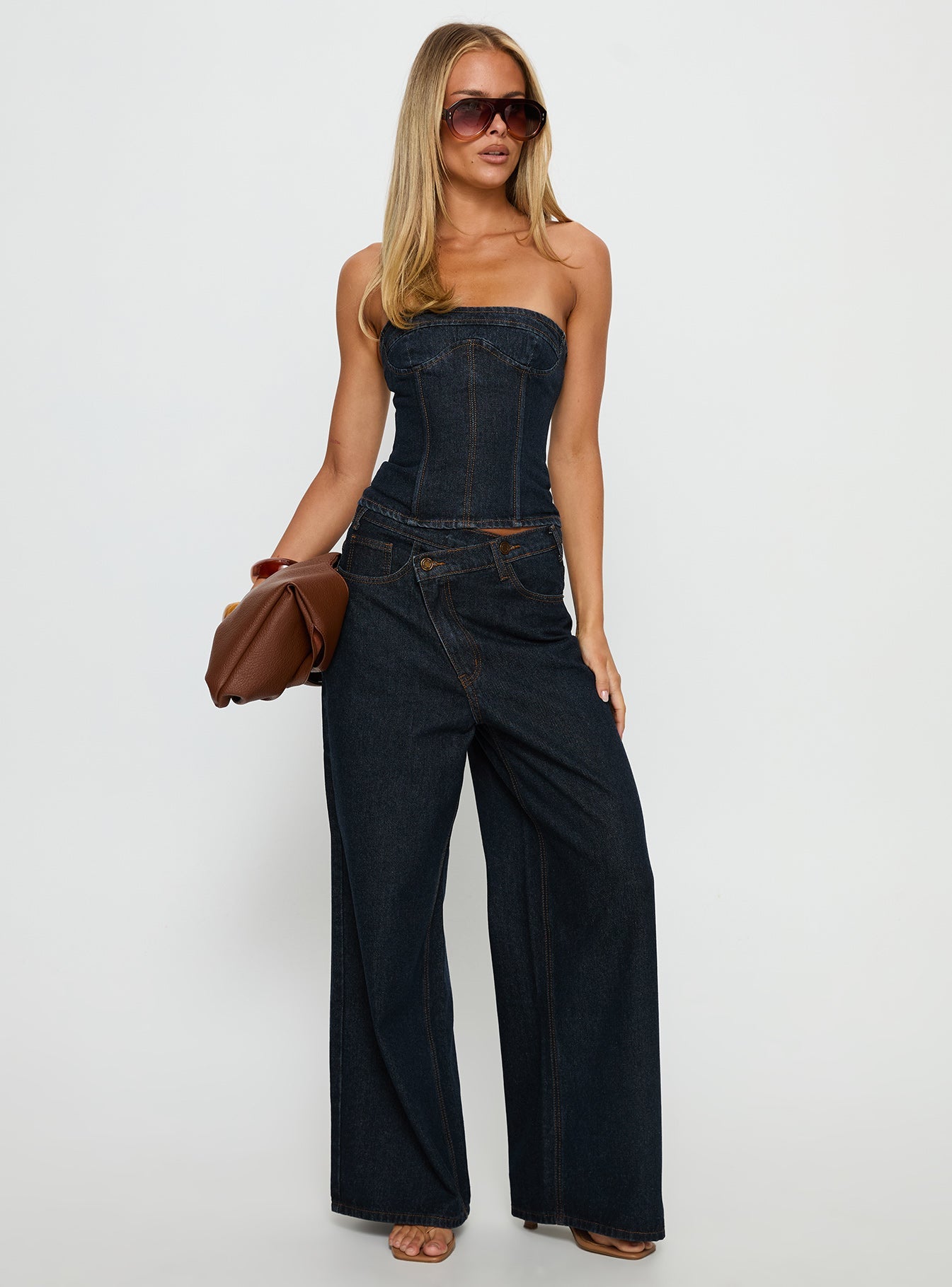 Blue Crush Low Rise Wide Leg Jeans Indigo women's denim jeans by Ellevoria