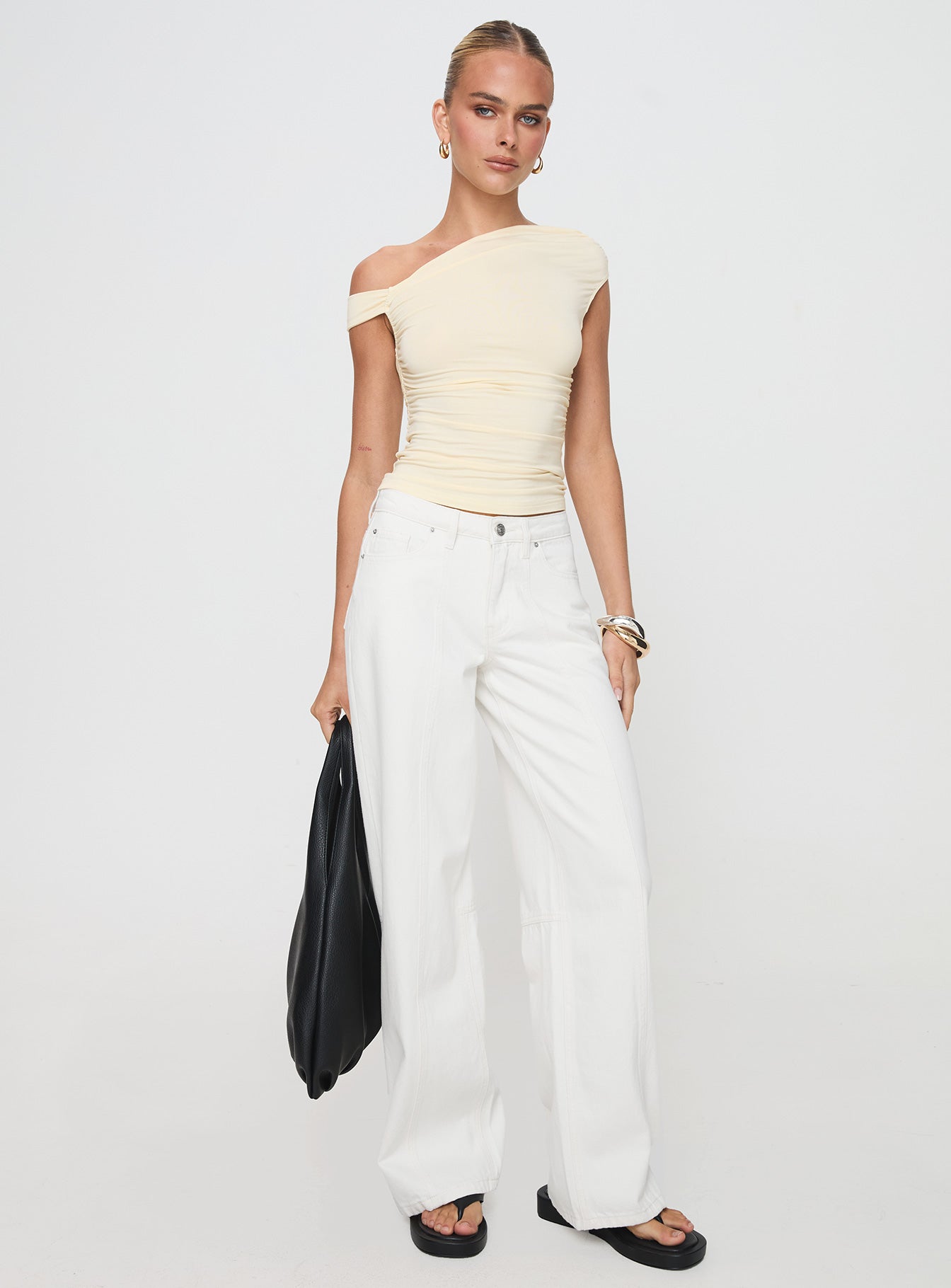 Lando Low Rise Straight Leg Jeans White women's denim jeans by Ellevoria
