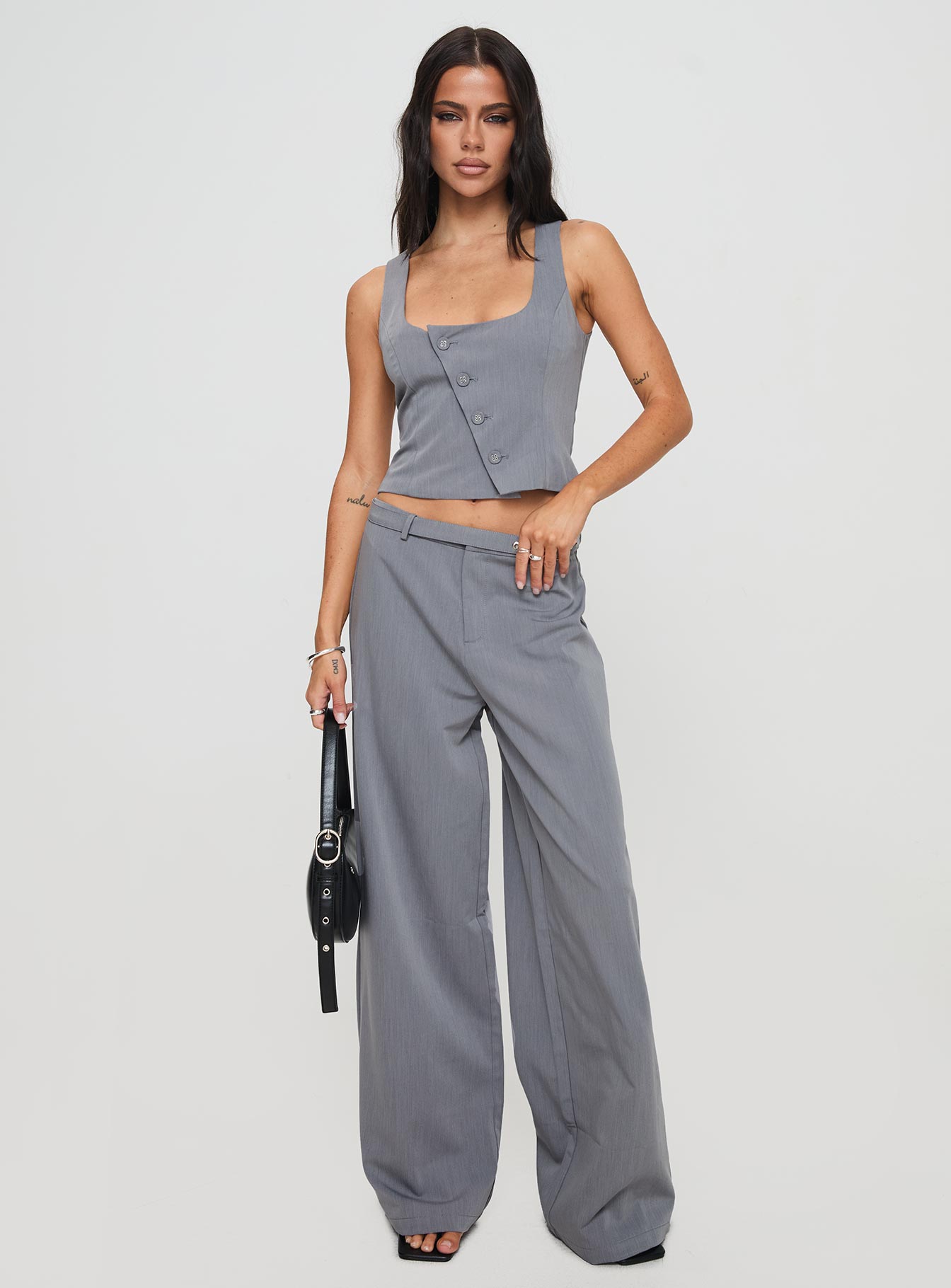 Miku Pants Charcoal women's pant set by Ellevoria