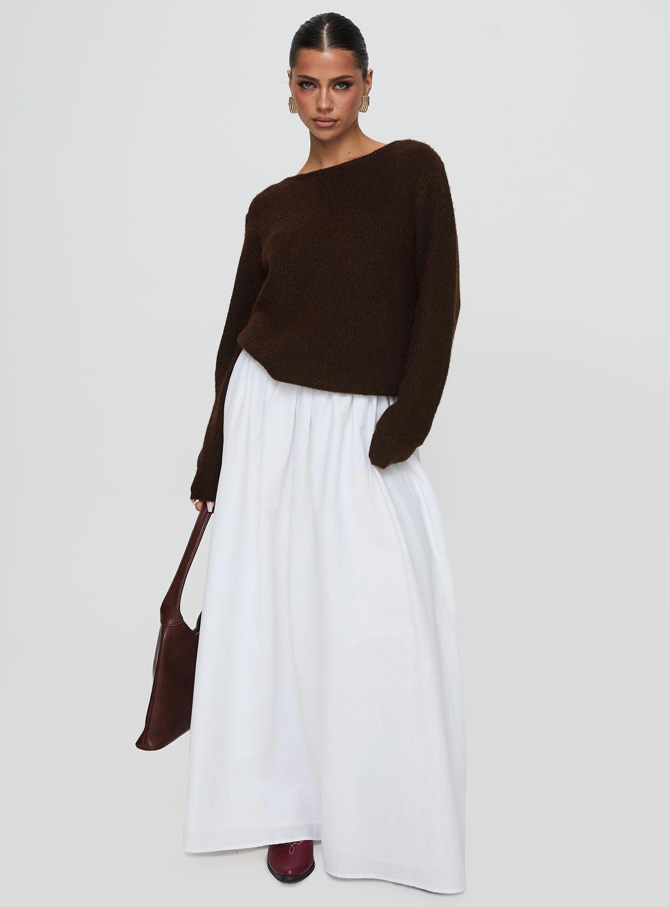 Abrams Rib Knit Crew Sweater Chocolate Marle women's sweater by Ellevoria