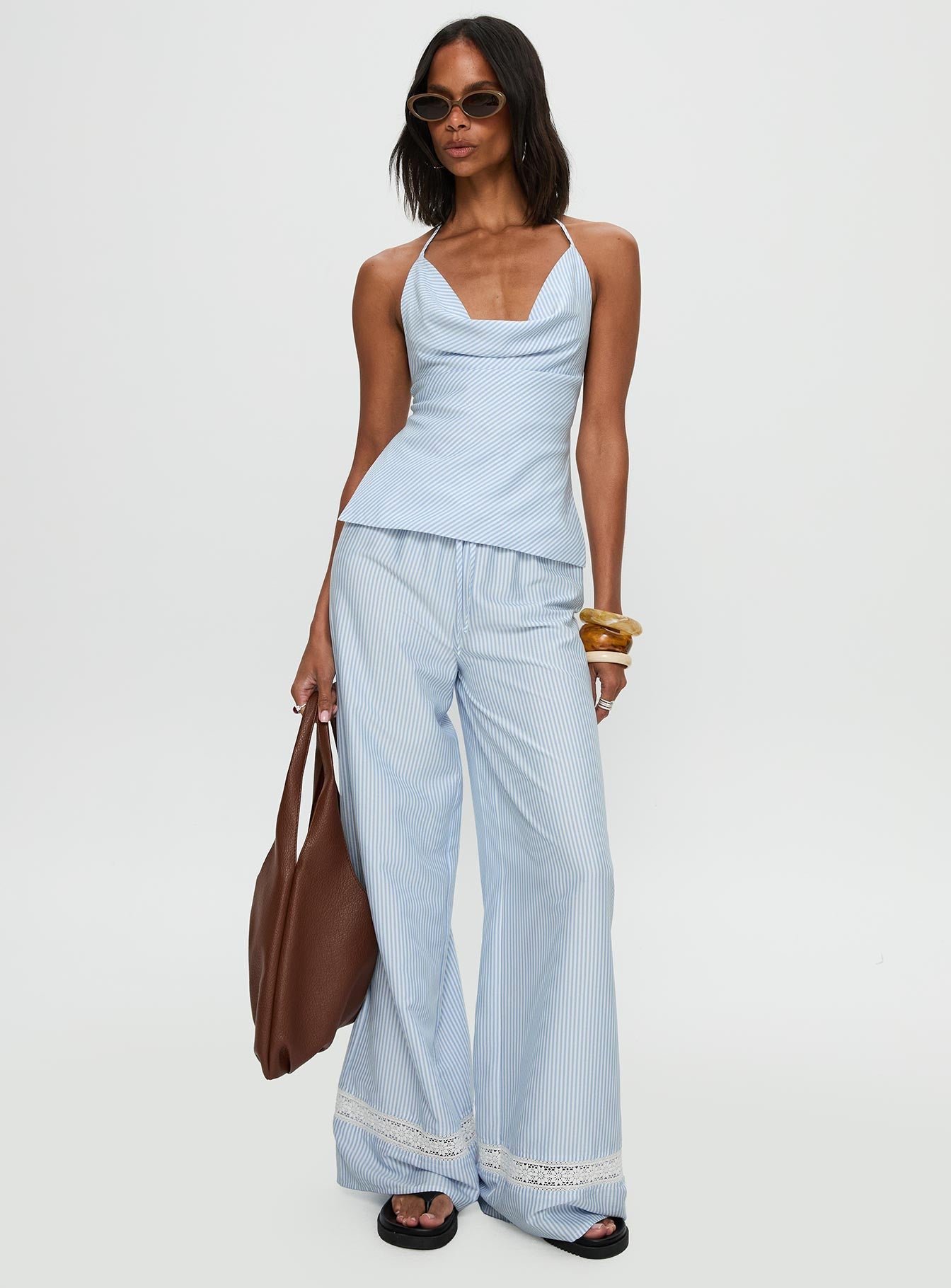 Summer Too Hot Pant Blue Stripe women's pant set by Ellevoria