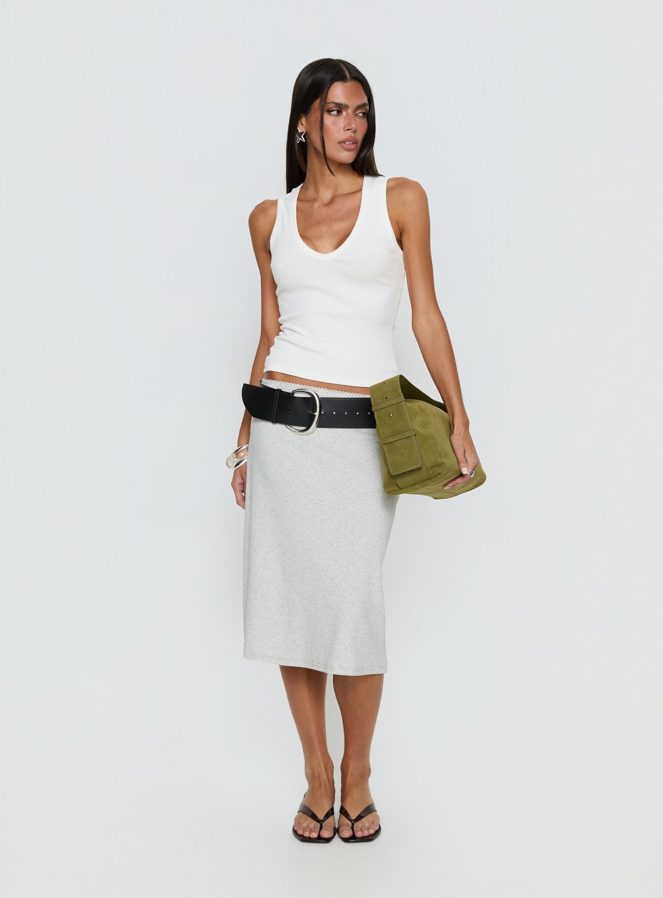 Baseline V Neck Rib Tank Top White - women's top by Ellevoria - view 3
