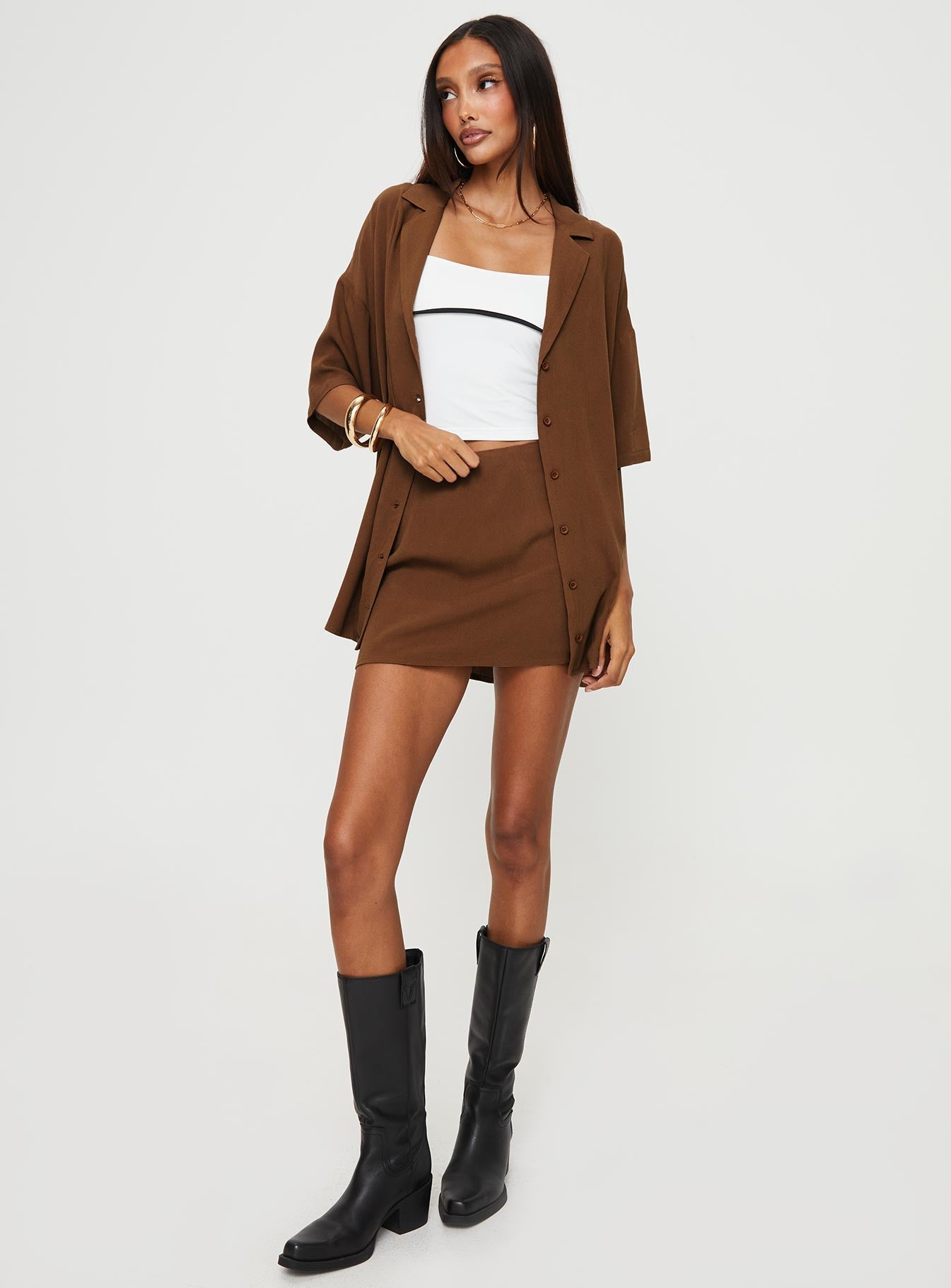 Caraliia Shirt Brown - women's shirt by Ellevoria - view 3