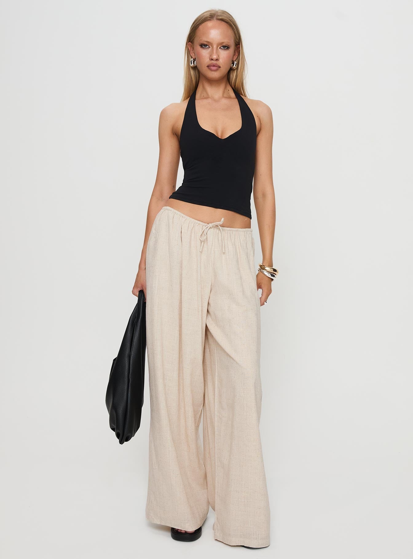 Beach Comber Linen Pant Beige - loose fit women's bottoms by Ellevoria