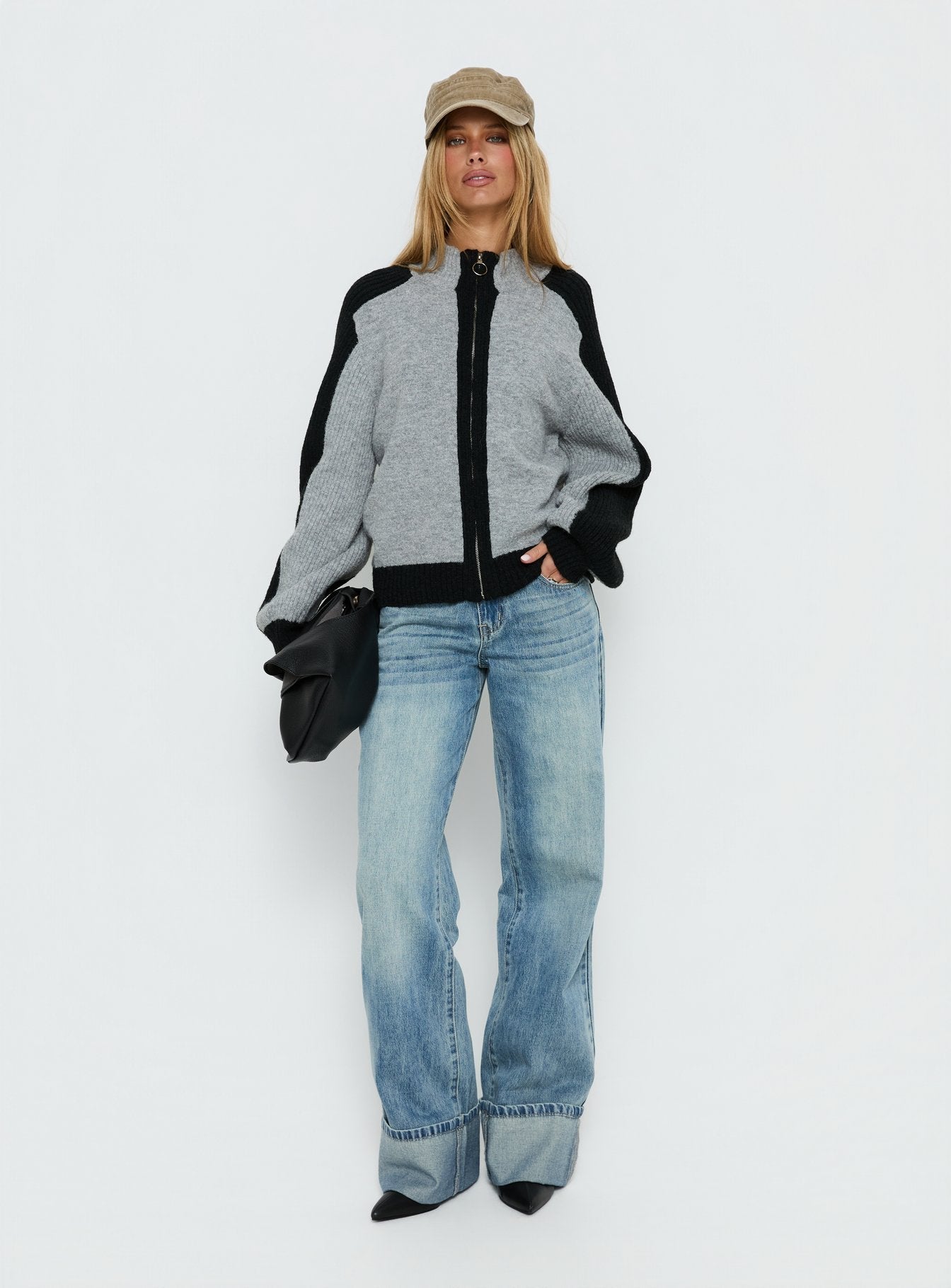 Asrar Jumper Grey / Black women's sweater by Ellevoria