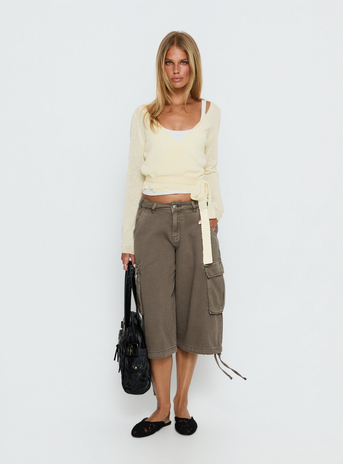 Tonee Sheer Wrap Knit Cardigan Butter Cream women's sweater by Ellevoria