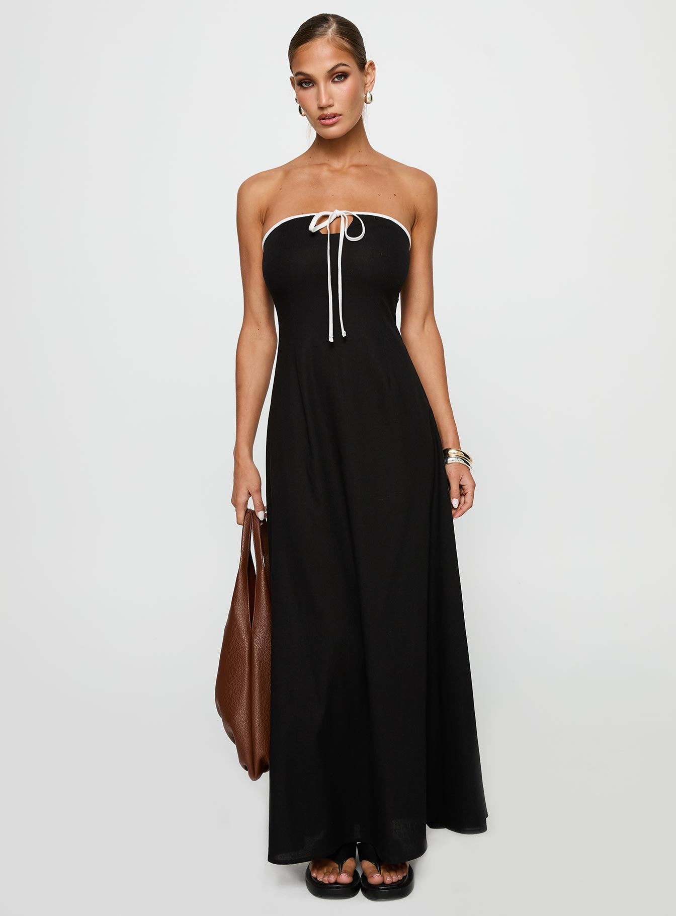 Bijou Strapless Maxi Dress Black - women's maxi dress by Ellevoria - view 3