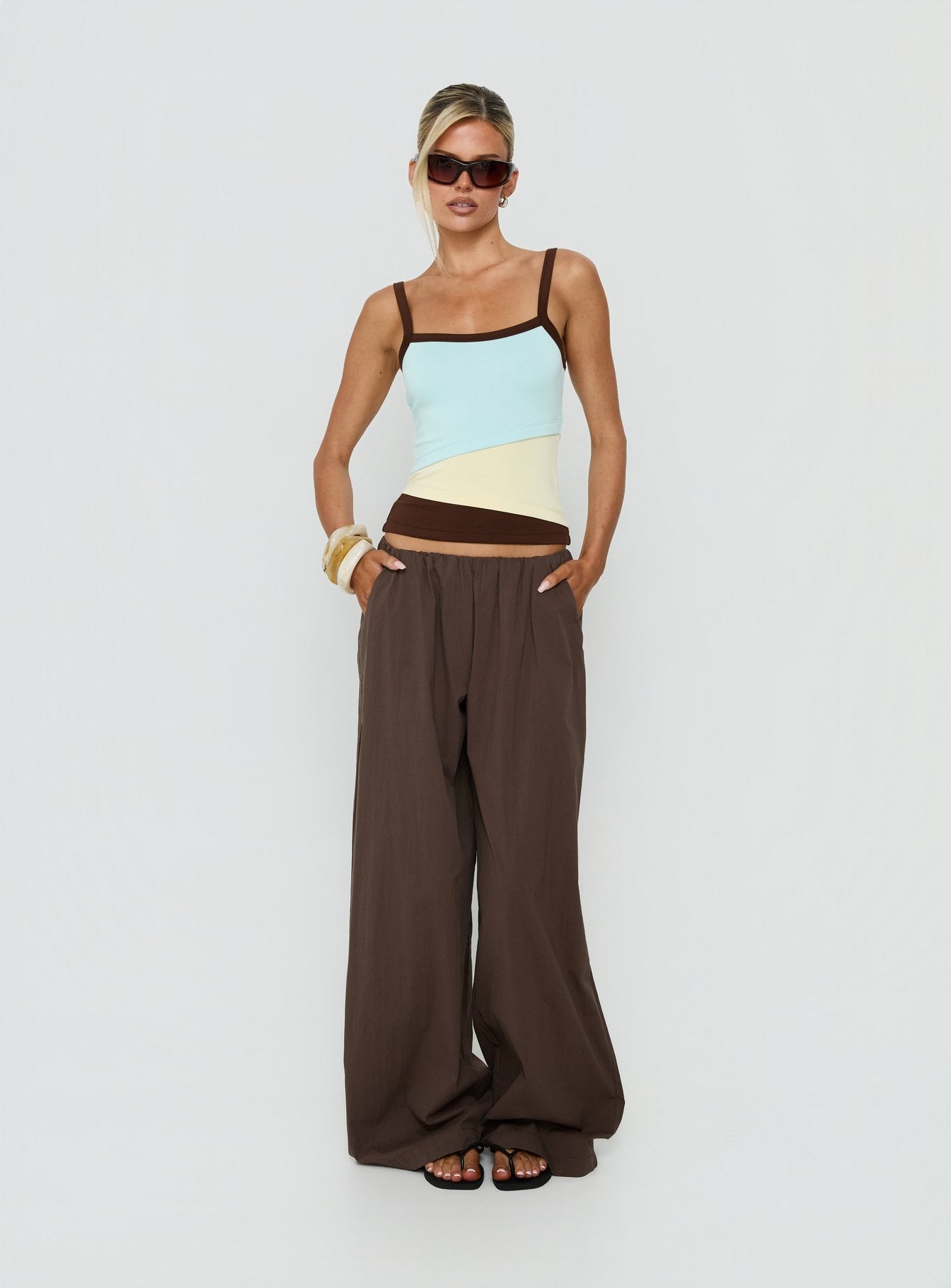 Maezo Spliced Tank Top Blue / Yellow - women's top by Ellevoria - view 3