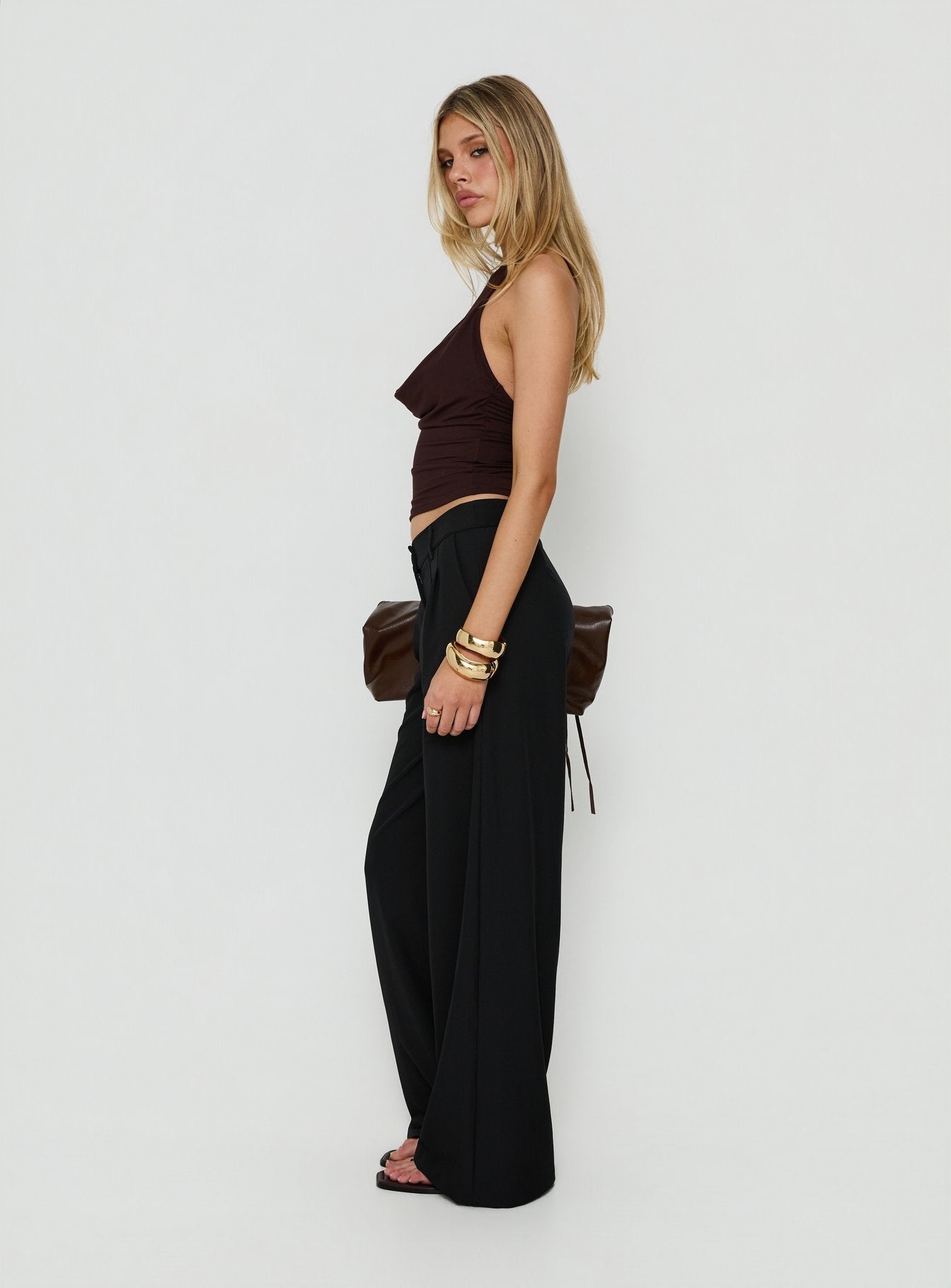 Archer Mid Rise Baggy Pants Black - loose fit women's bottoms by Ellevoria