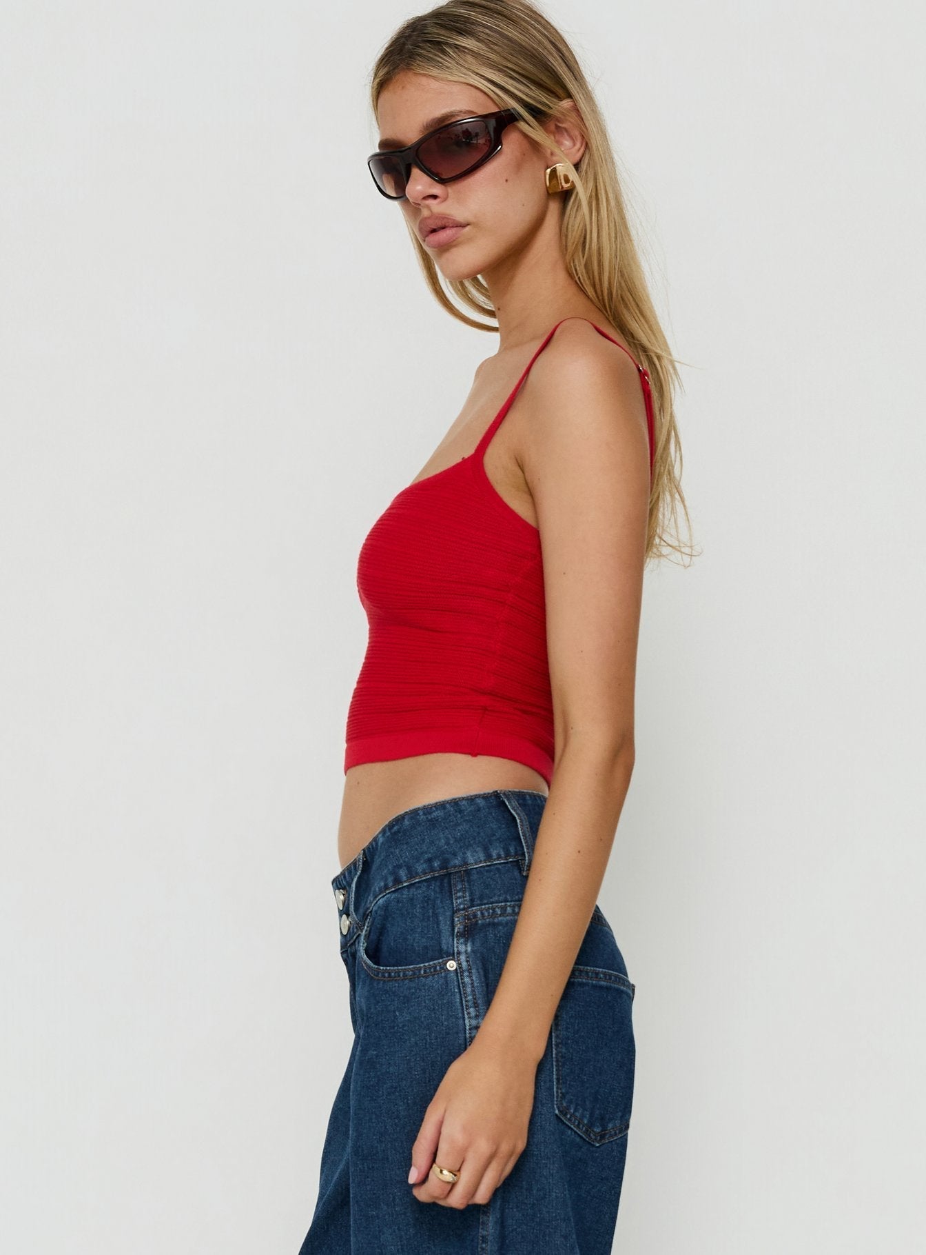 Wilah Knit Tank Top Red - women's top by Ellevoria - view 3