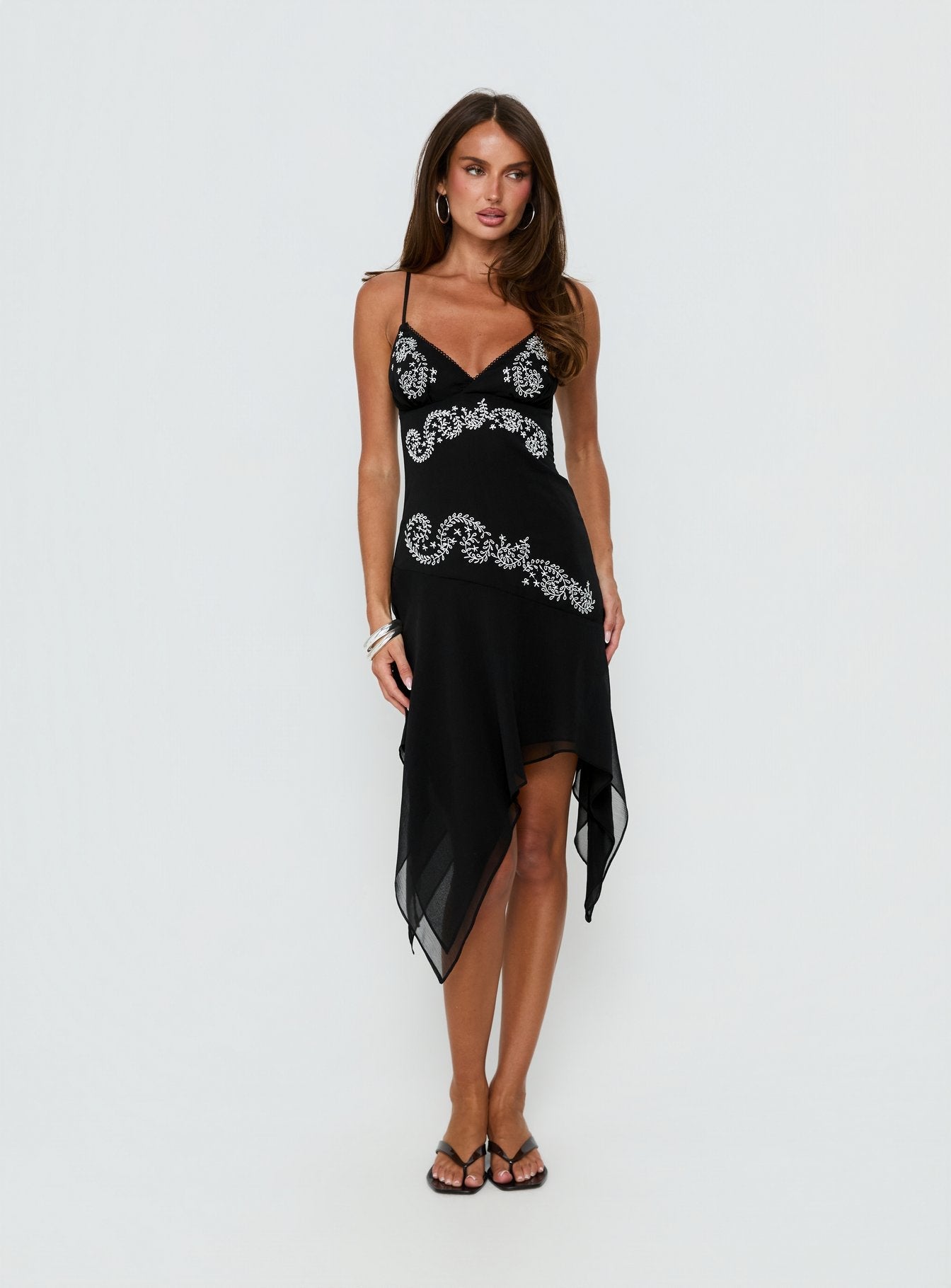 Pappilion Asymmetrical Midi Dress Black - women's midi dress by Ellevoria - view 3