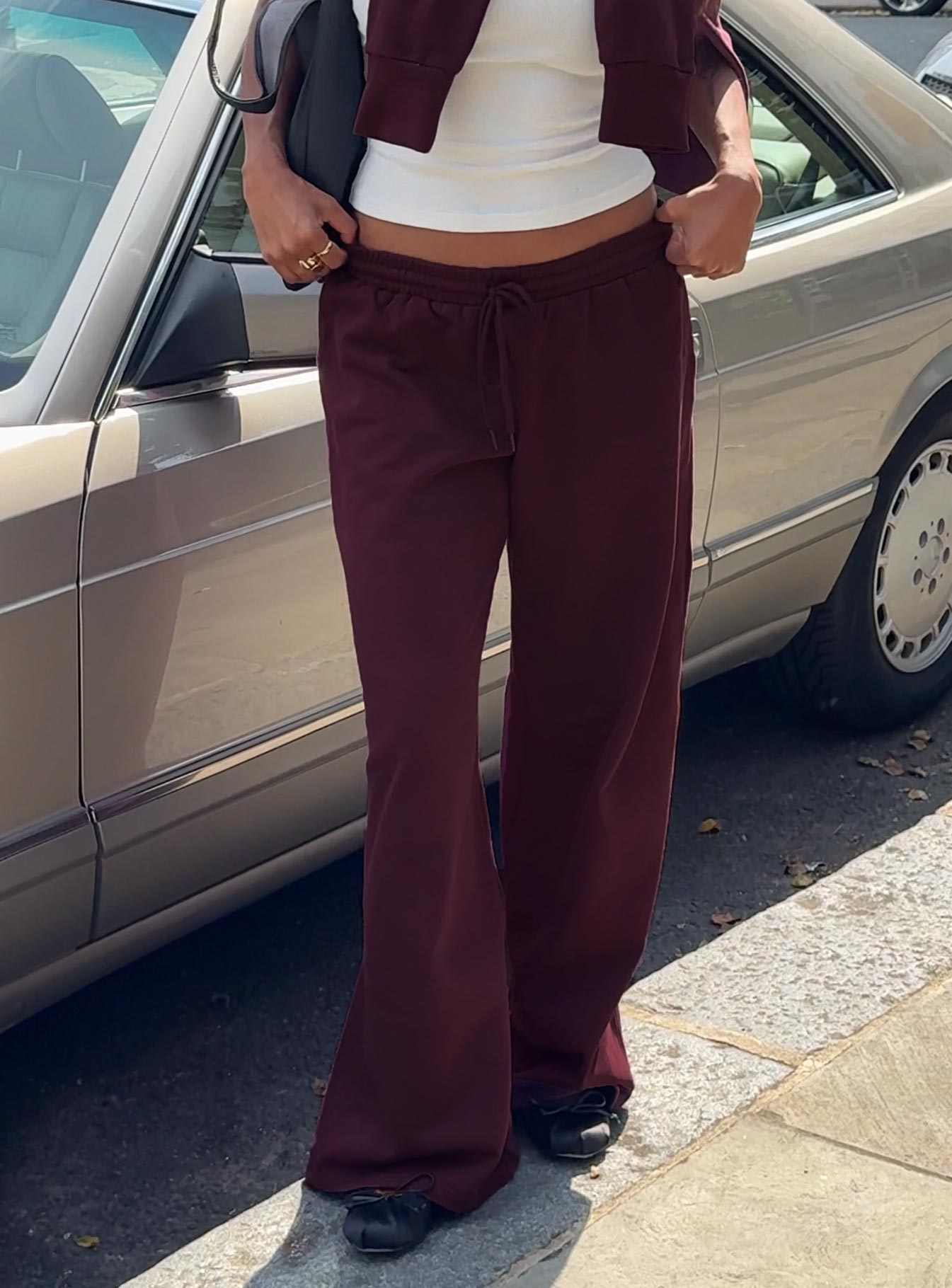 All Day Straight Leg Sweatpants Wine women's pant set by Ellevoria