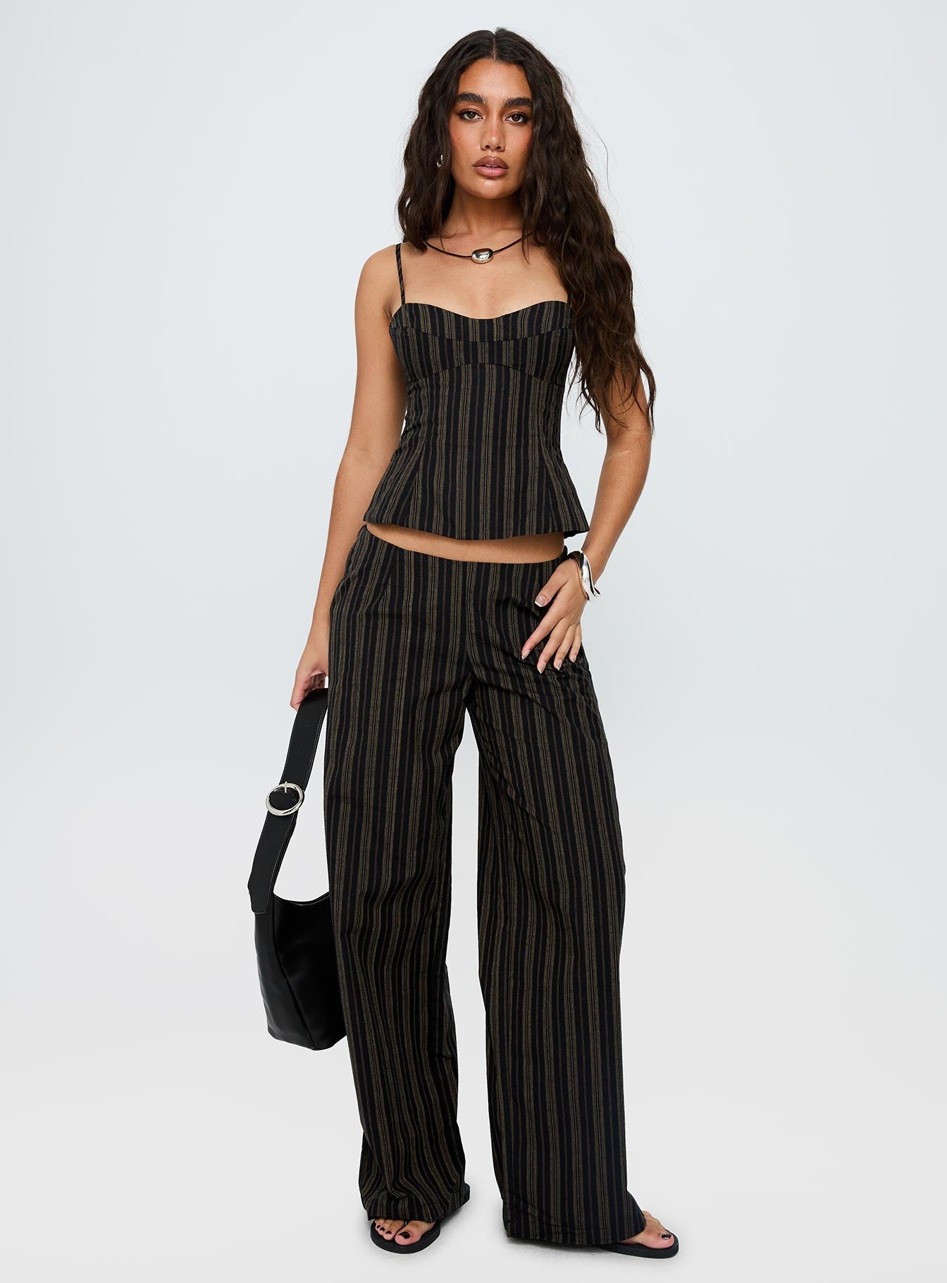 Kierstyn Corset Set Black Stripe women's two piece set by Ellevoria