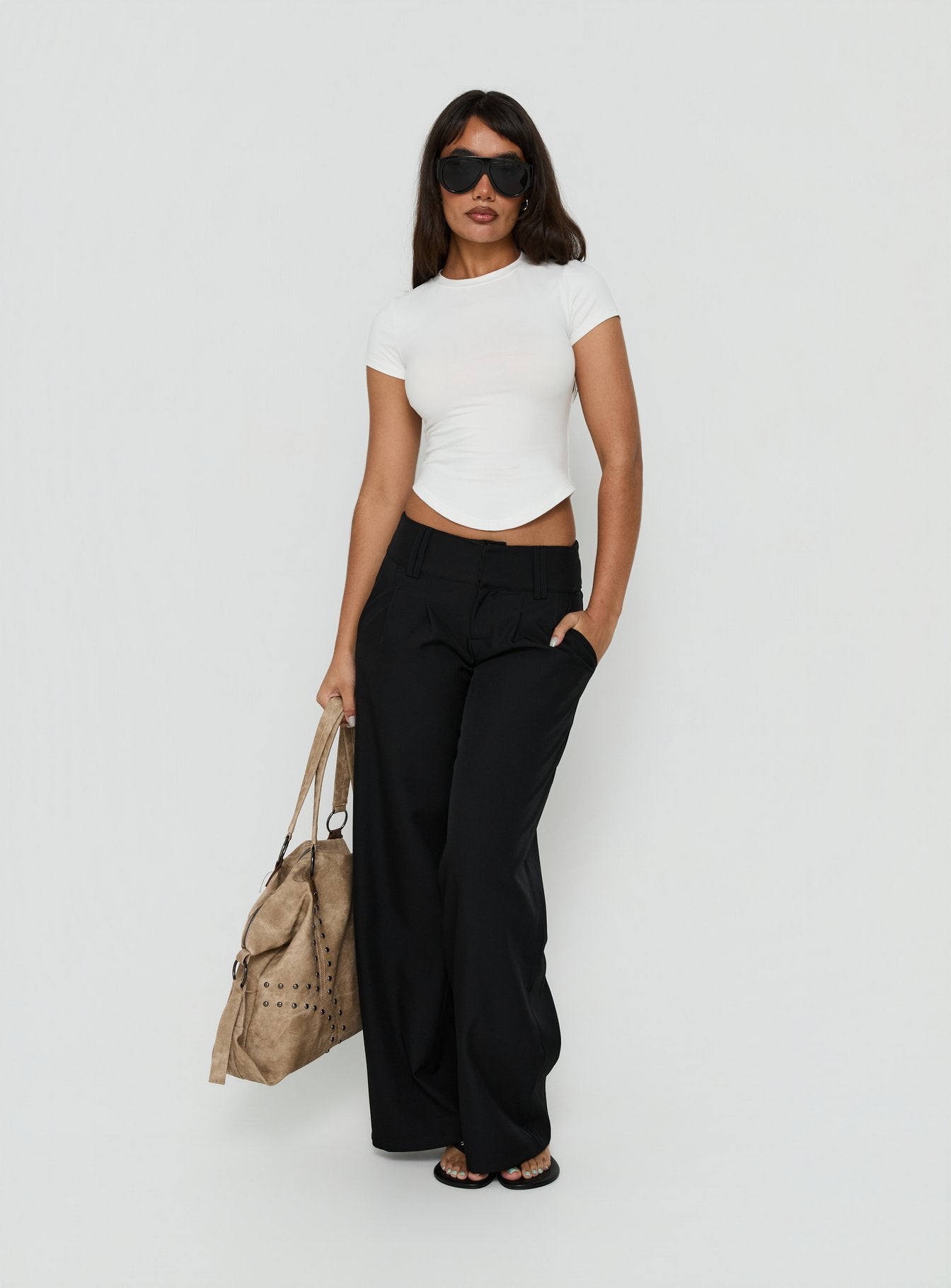 Loved Up Low Rise Baggy Pants Black - loose fit women's bottoms by Ellevoria