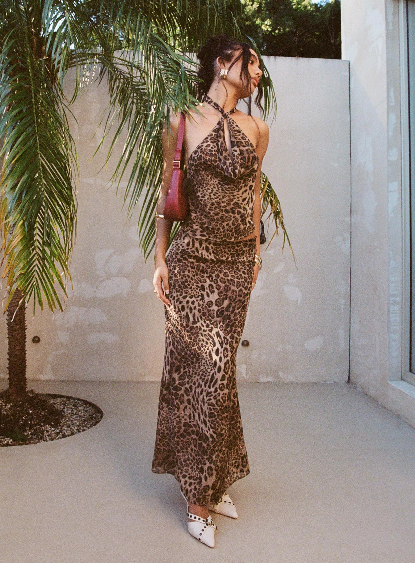 Eleganza Maxi Skirt Leopard women's two piece set by Ellevoria