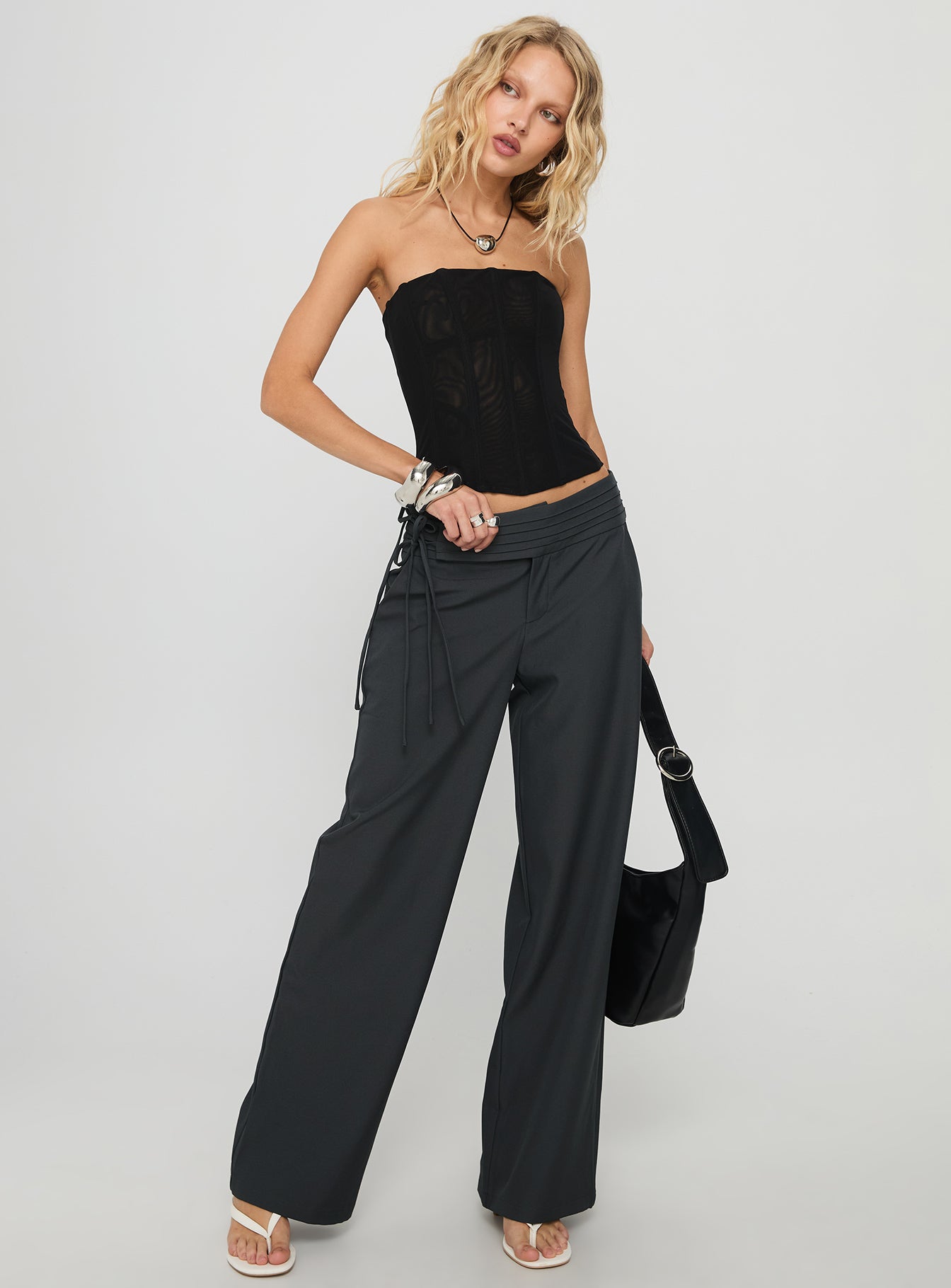Oscuro Longline Mesh Corset Top Black - women's top by Ellevoria - view 3
