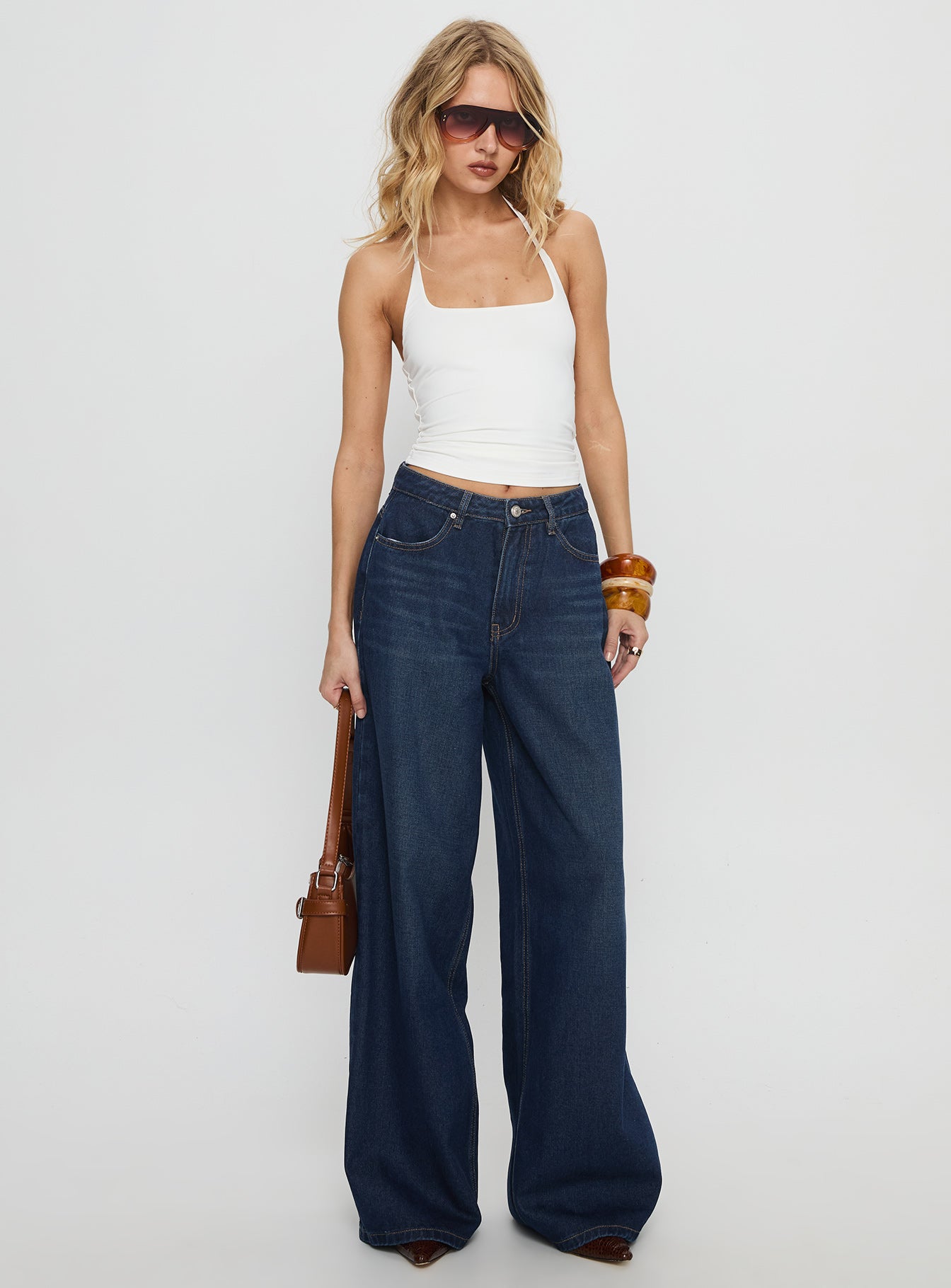 Naylor Mid Rise Wide Leg Jeans Mid Blue Denim women's denim jeans by Ellevoria