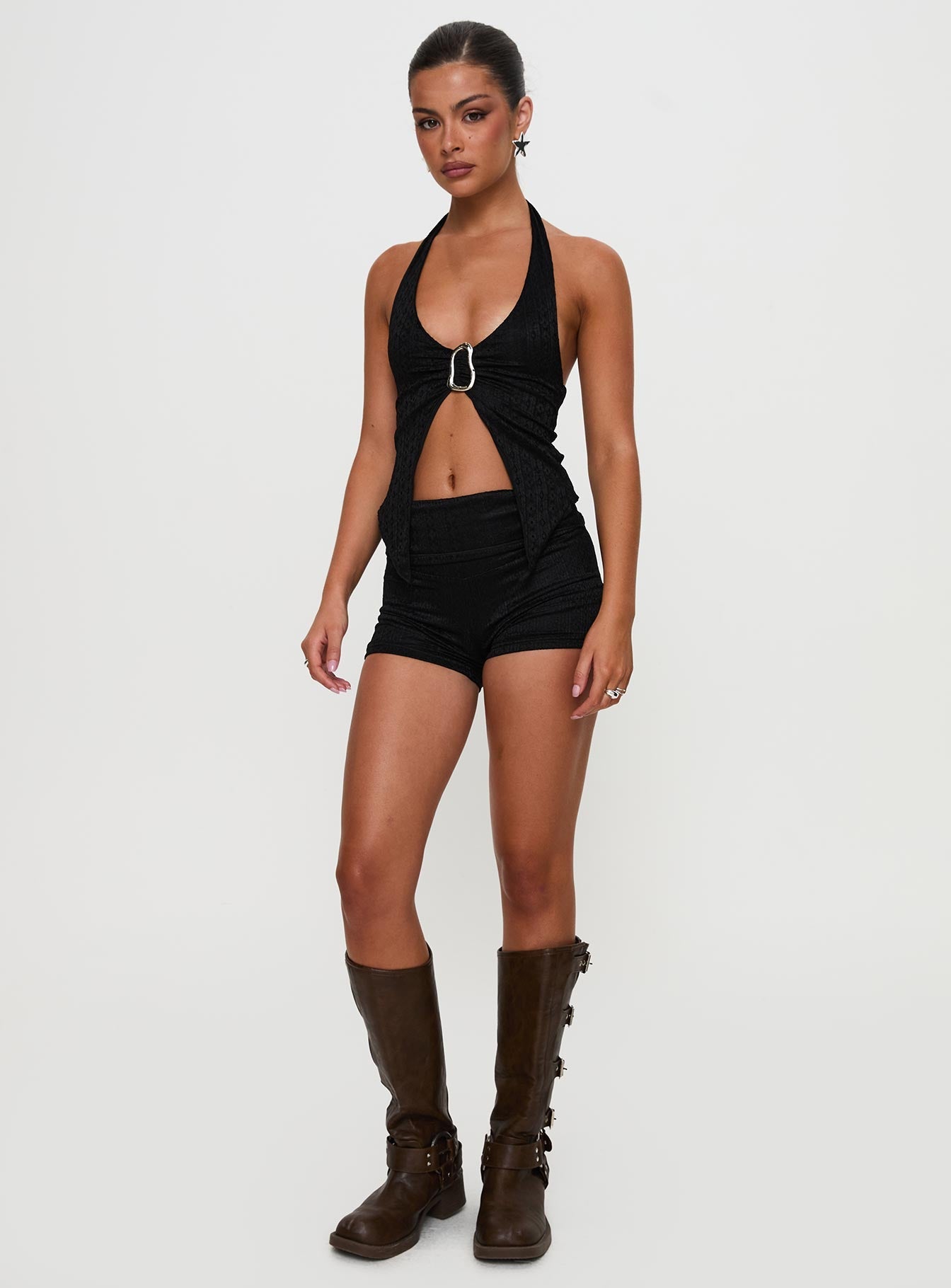 Moderna Lace Shorts Black women's two piece set by Ellevoria