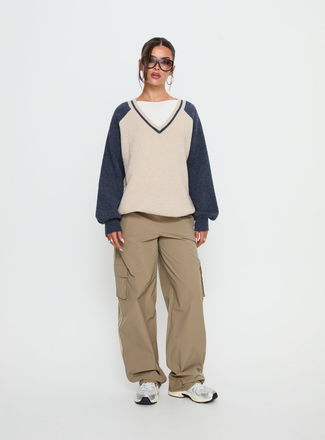 Ellyn Baggy Cargo Pants Khaki - loose fit women's bottoms by Ellevoria