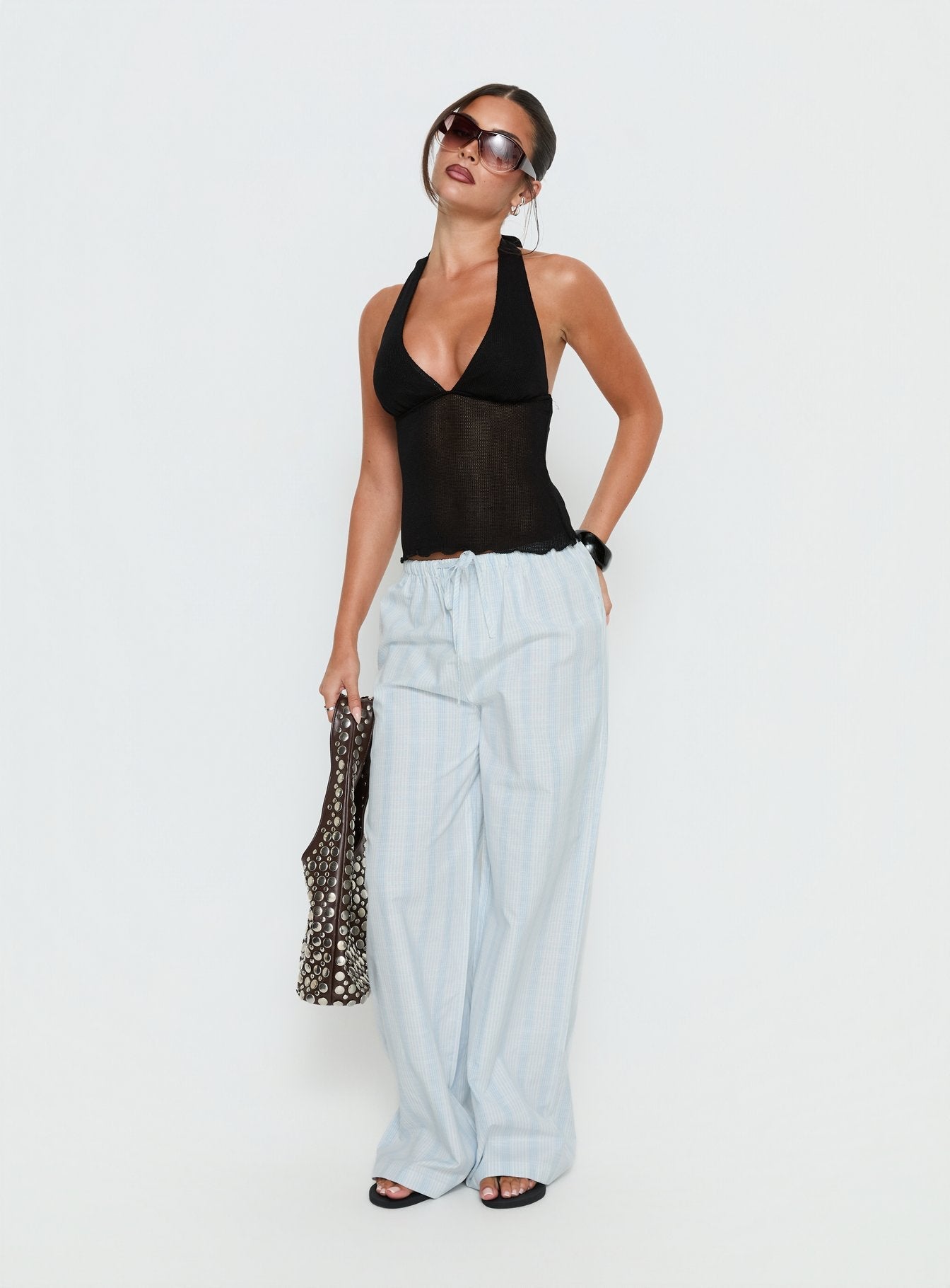 Parklea Pants Blue / White Stripe - loose fit women's bottoms by Ellevoria