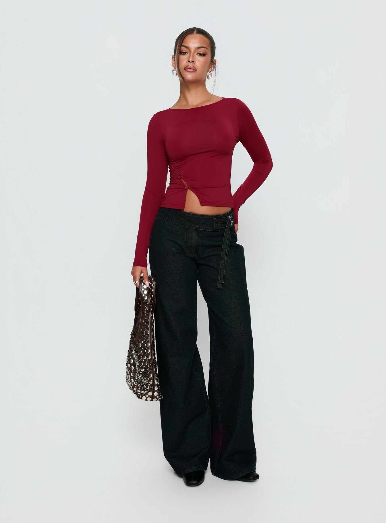 Boxie Mid Rise Wide Leg Jeans Washed Black women's denim jeans by Ellevoria