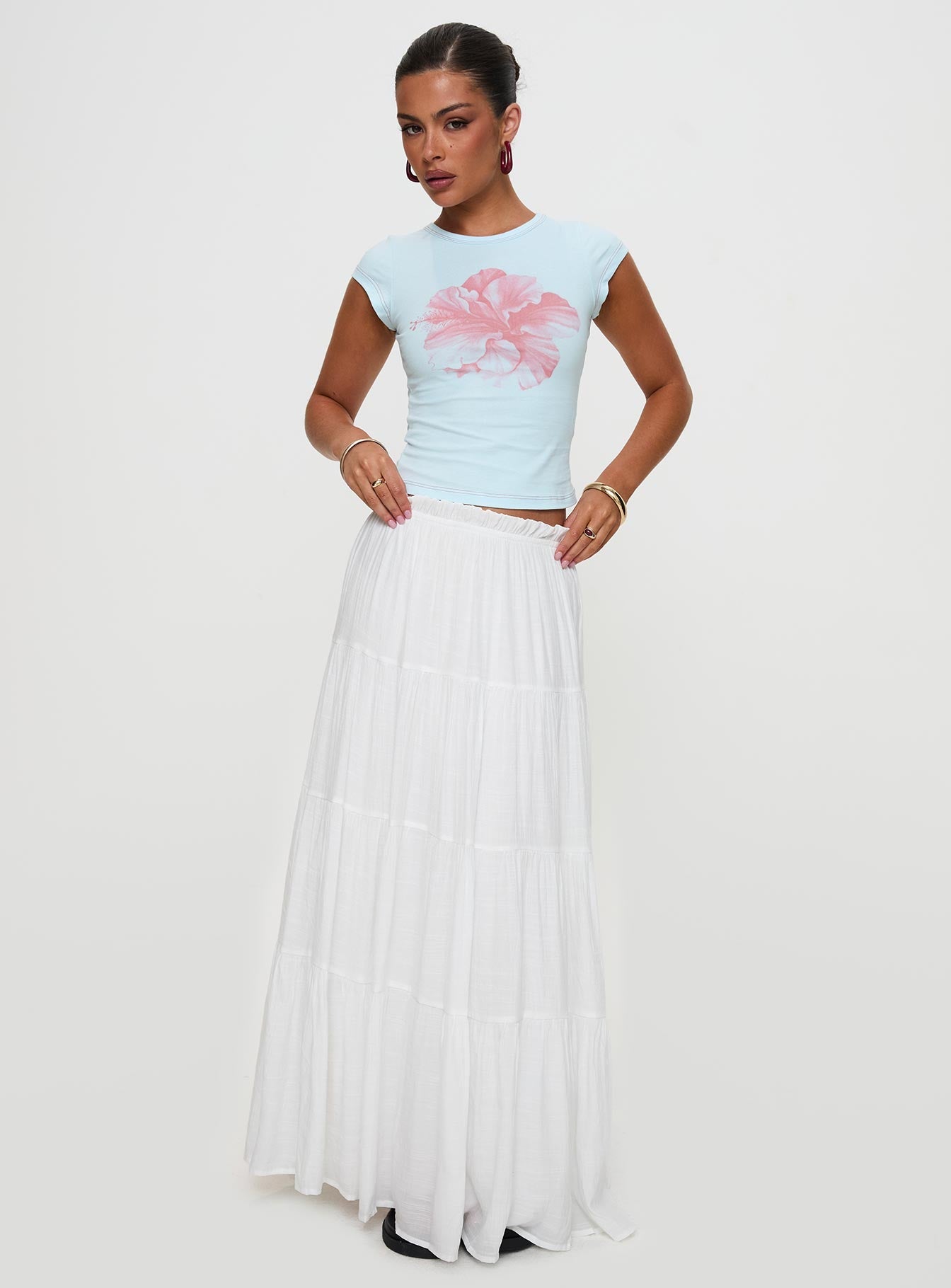 Owenz Hibiscus Baby Tee Blue - women's top by Ellevoria - view 8