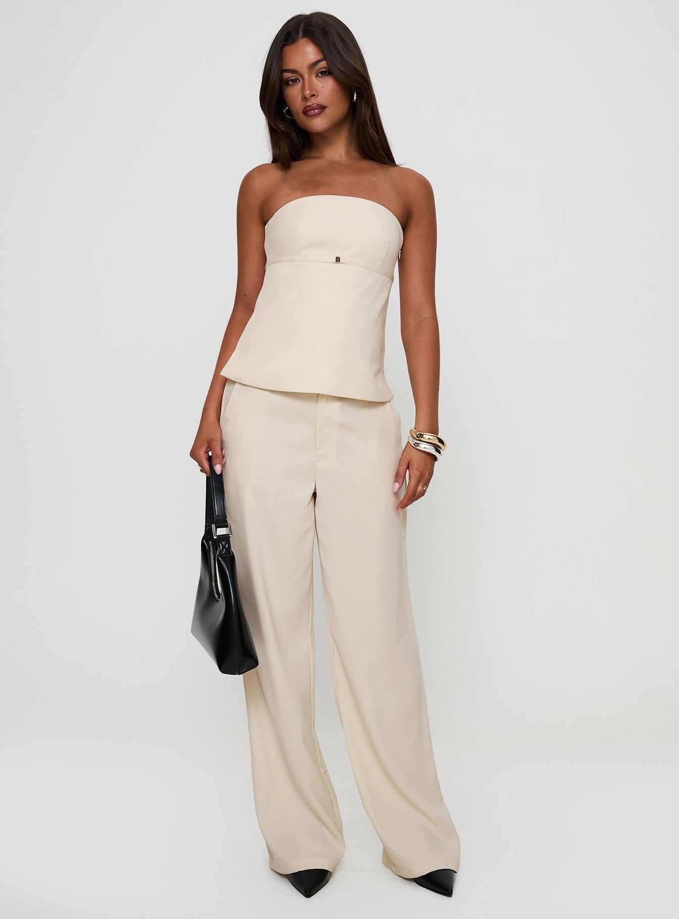 Irresistible Wide Leg Pant Cream Petite women's pant set by Ellevoria