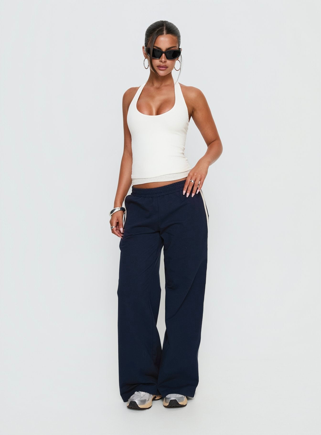 Debee Layered Halter Top White / Grey - women's top by Ellevoria - view 3