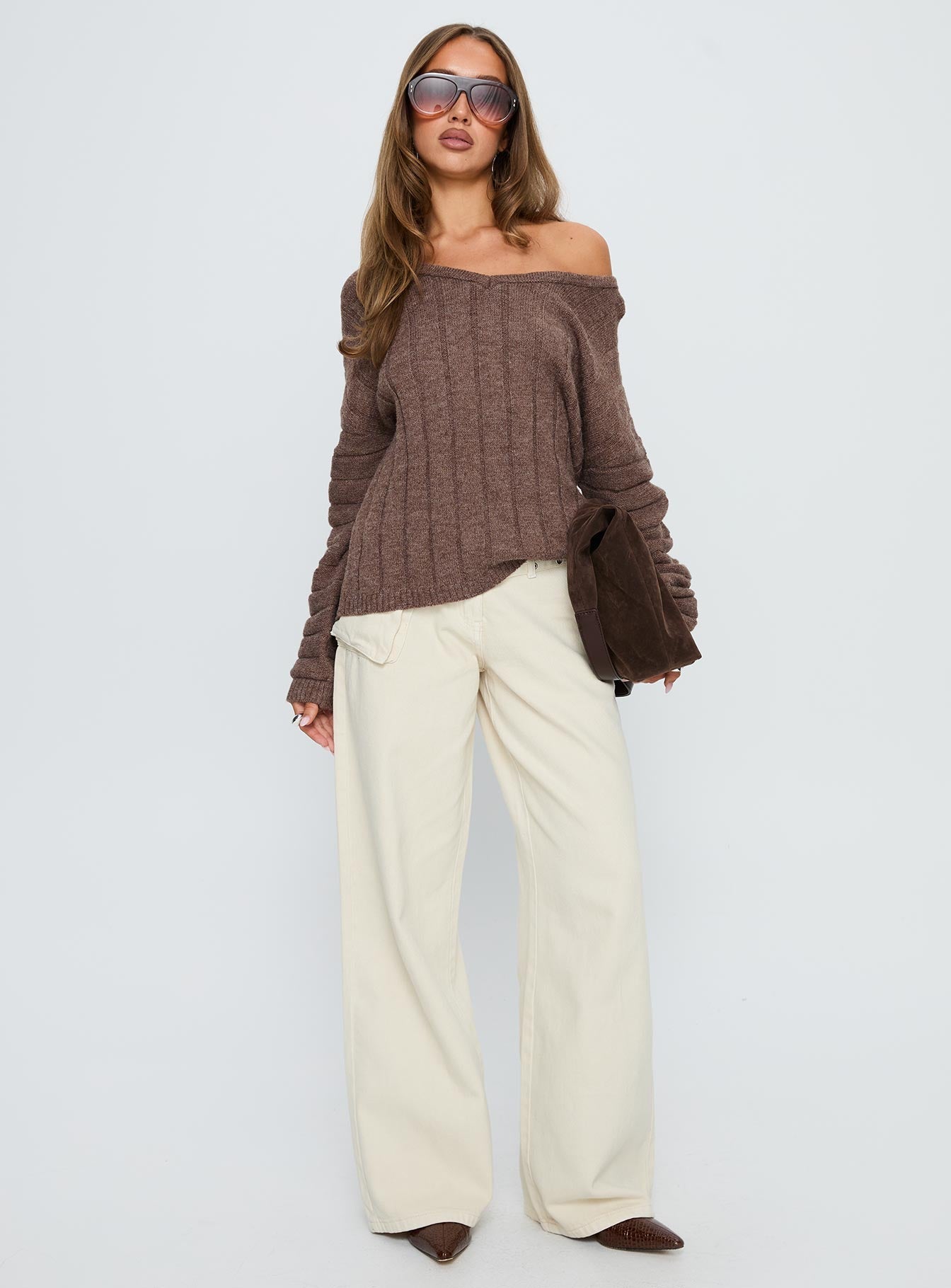 Main Thing Knit Sweater Mocha women's sweater by Ellevoria