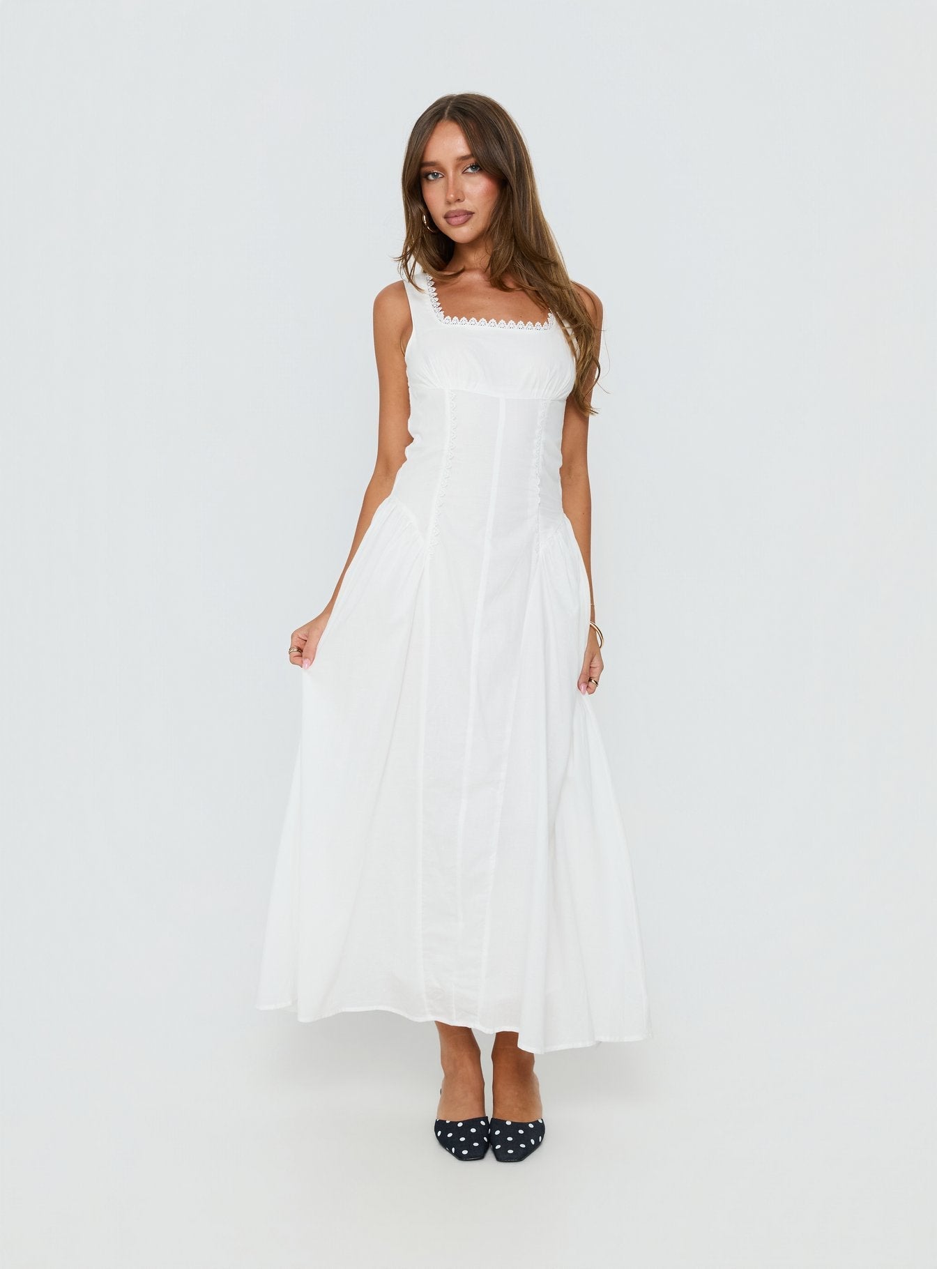 Mariette Panelled Midi Dress White - women's midi dress by Ellevoria - view 3