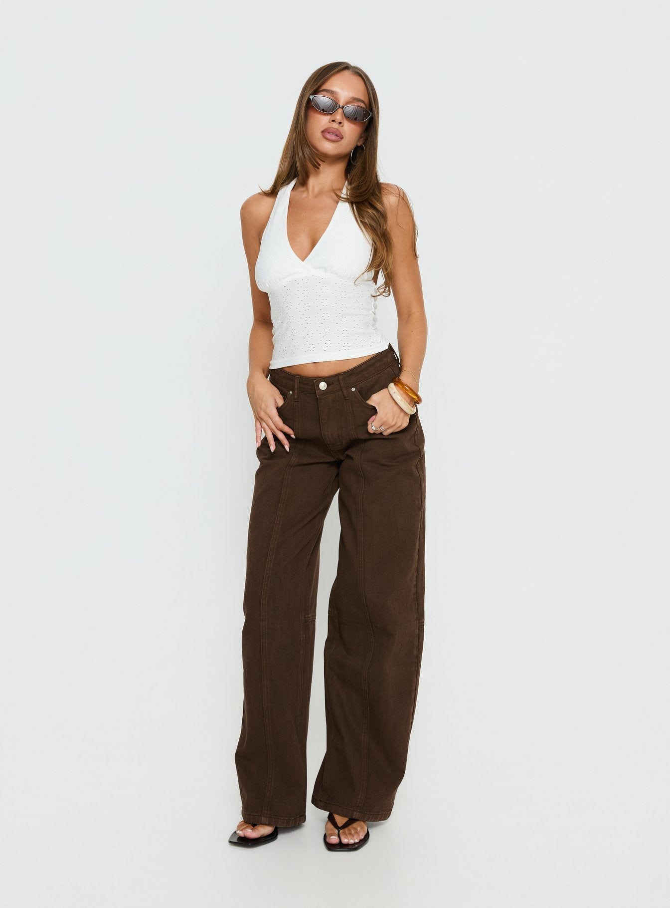Lando Low Rise Straight Leg Jeans Chocolate women's denim jeans by Ellevoria