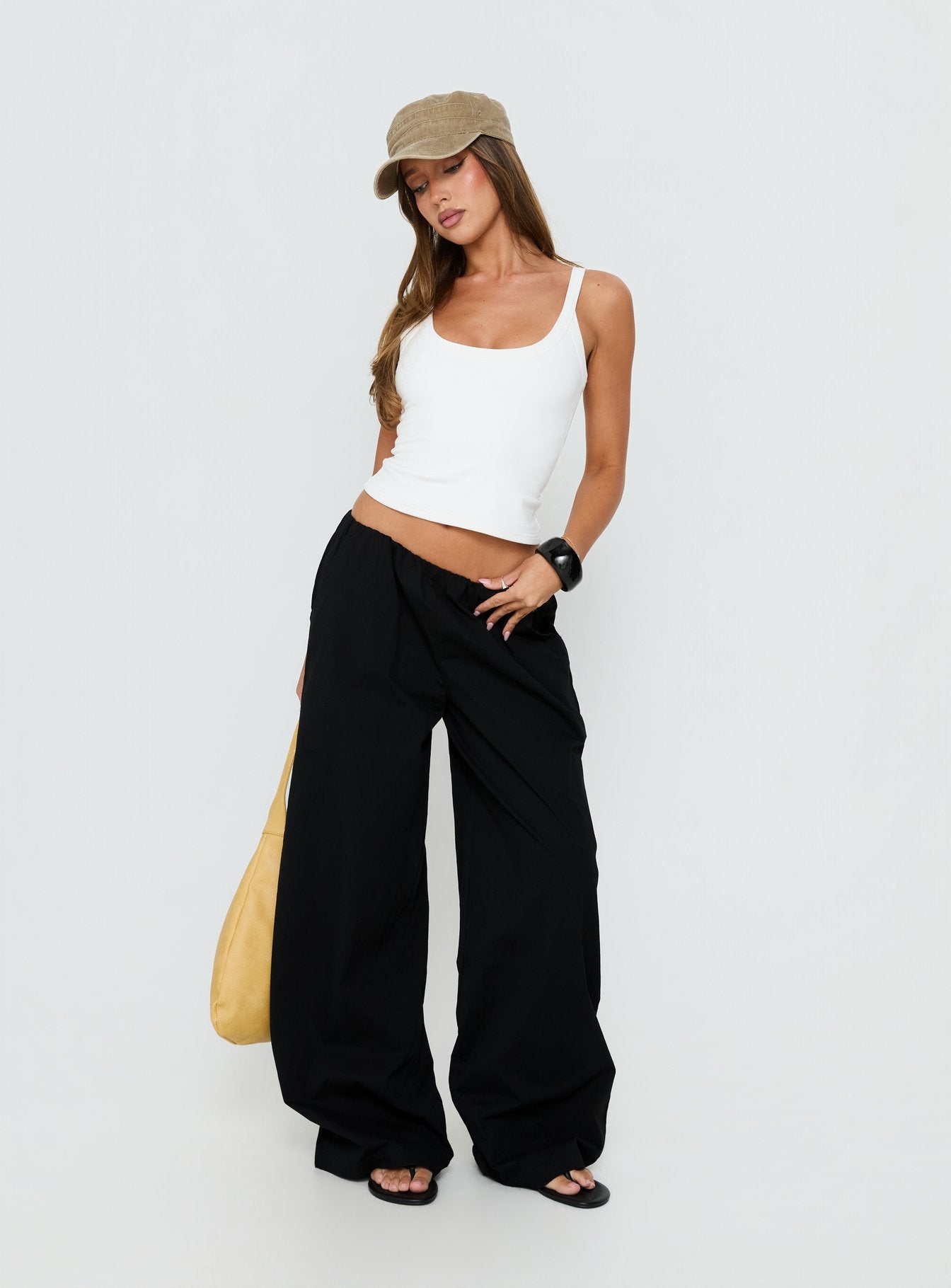 Lunea Concealed Waistband Pants Black - loose fit women's bottoms by Ellevoria