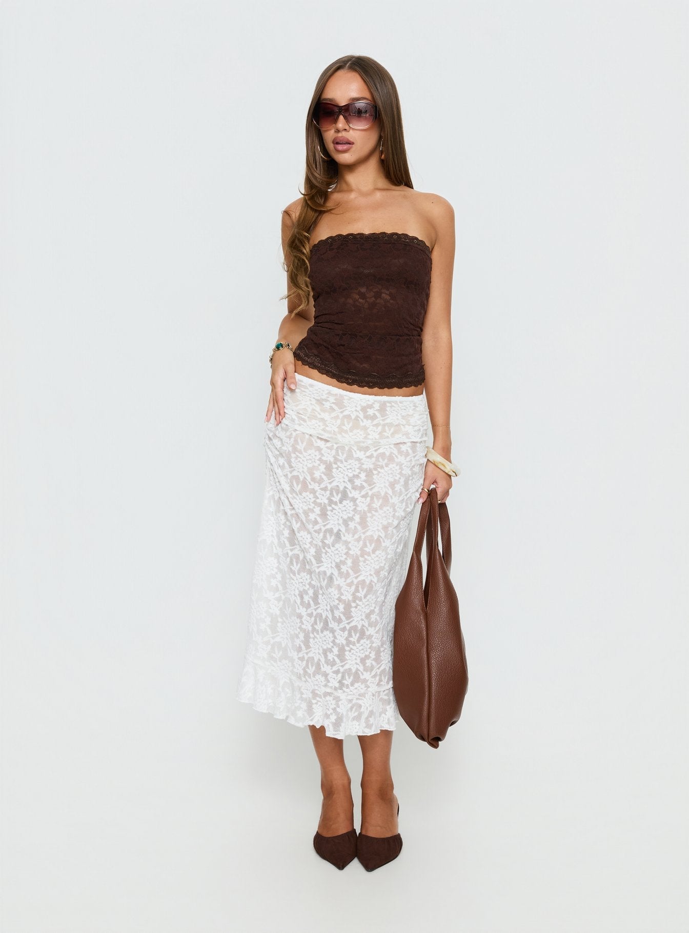 Mochapella Strapless Top Chocolate - women's top by Ellevoria - view 3