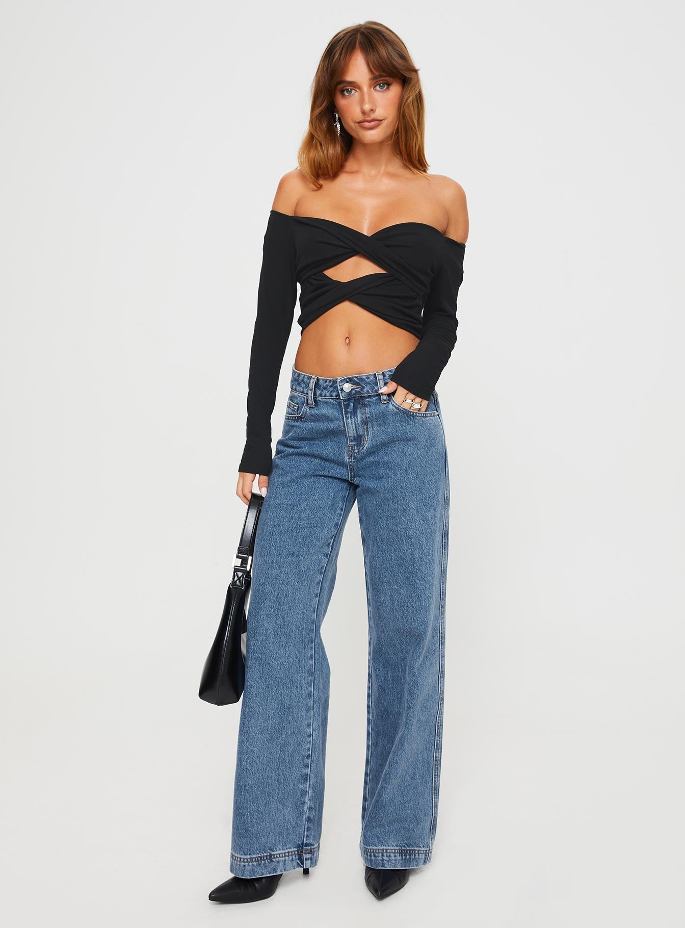 Jankins Low Rise Straight Leg Jeans Mid Wash - loose fit women's bottoms by Ellevoria