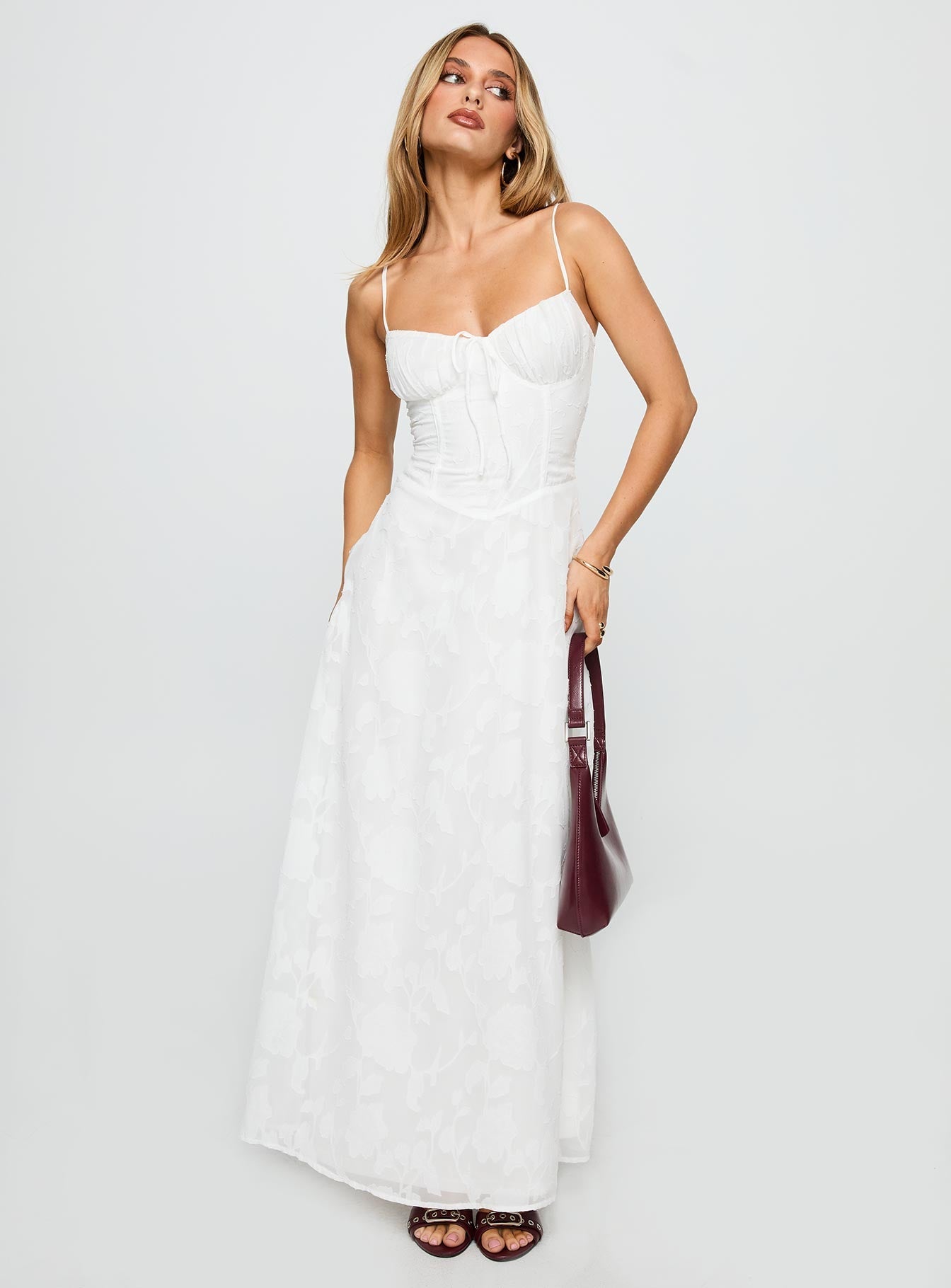 Members Only Maxi Dress White Burnout - women's maxi dress by Ellevoria - view 3