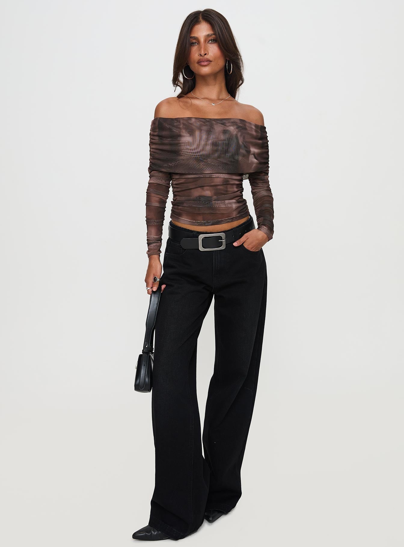 Good Taste Off Shoulder Long Sleeve Top Multi women's two piece set by Ellevoria