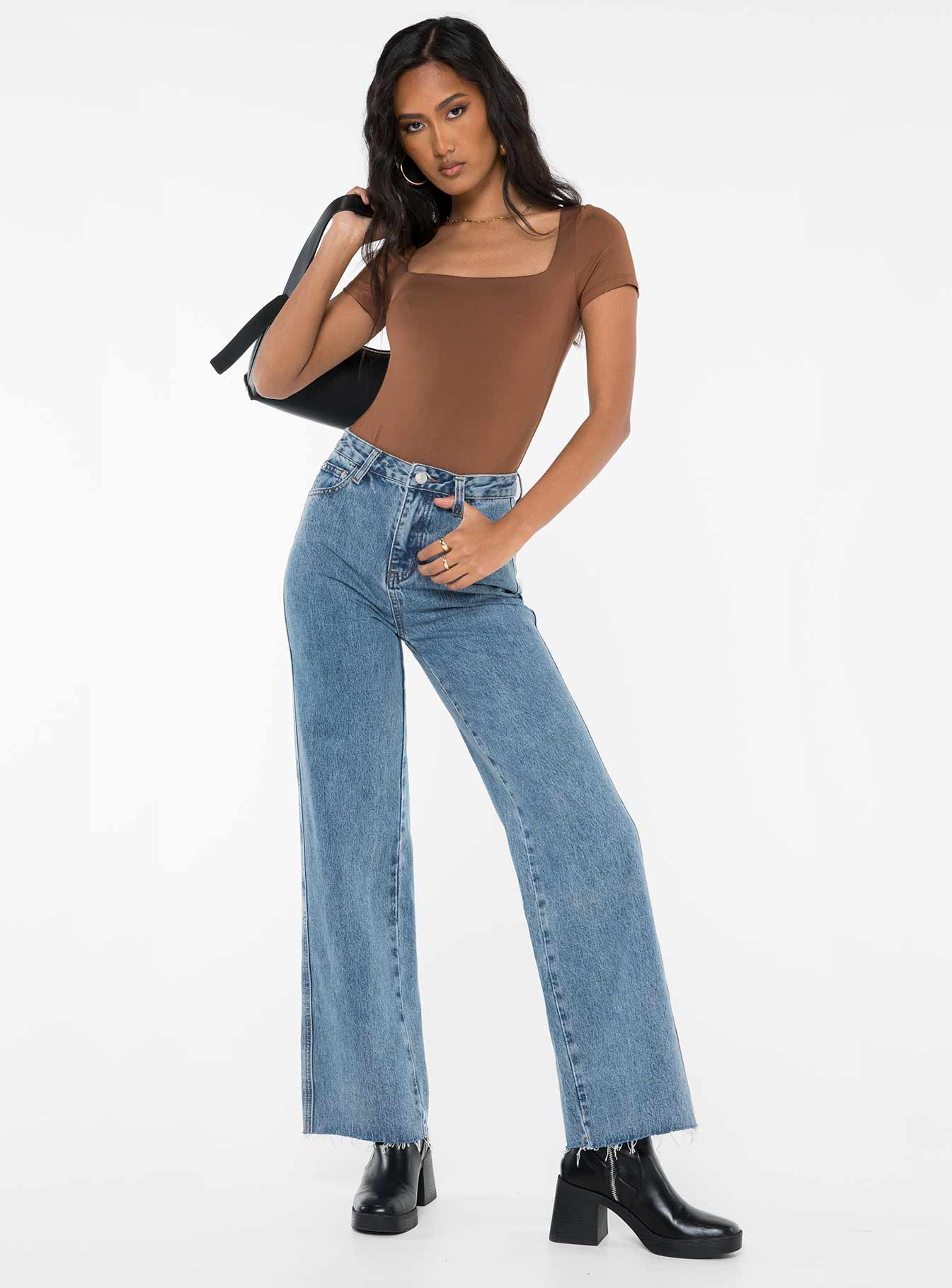 Arlington High Rise Straight Leg Jeans Mid Wash women's denim jeans by Ellevoria