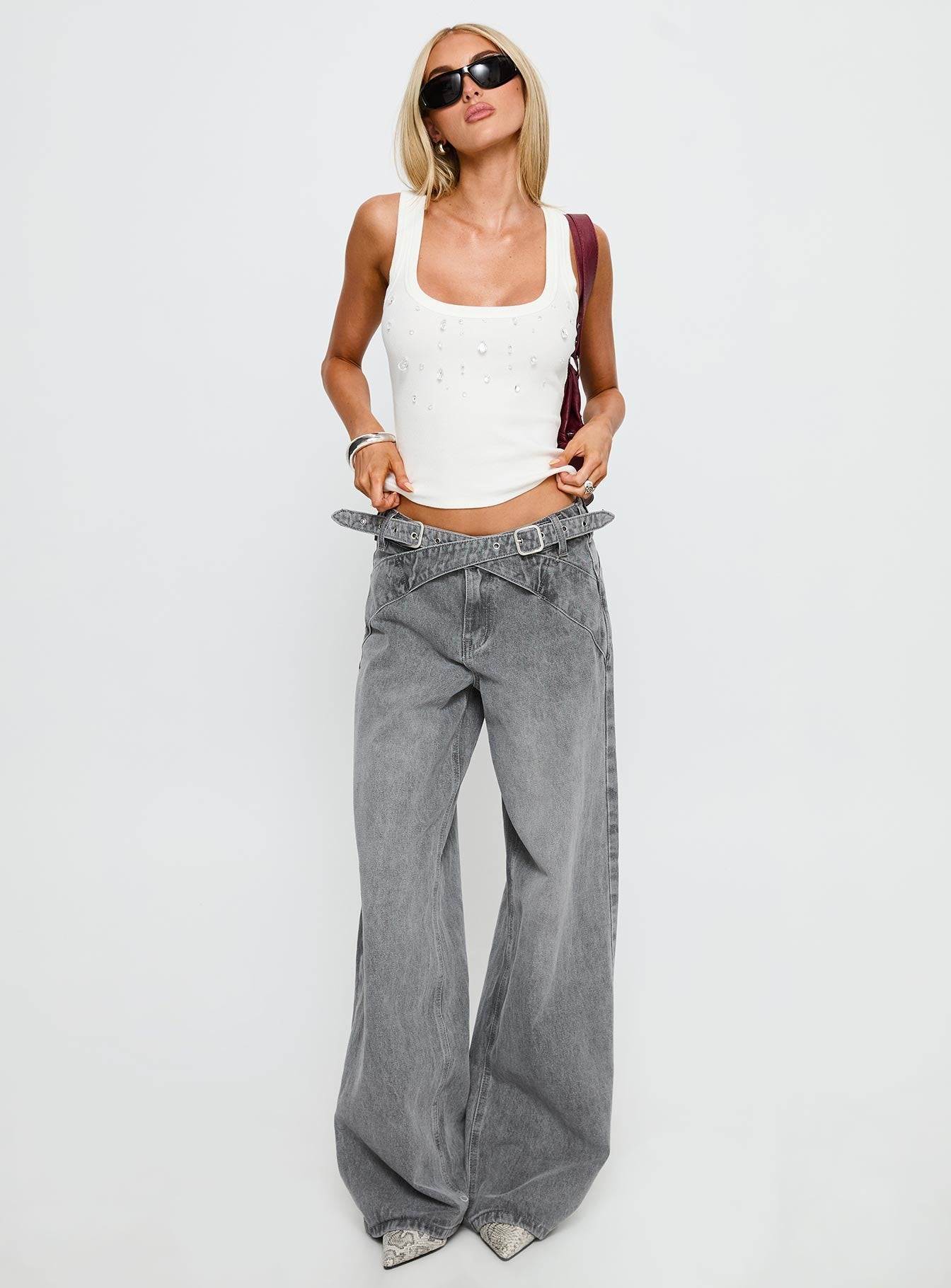 Diviana Droplet Rib Tank Top White - women's top by Ellevoria - view 3