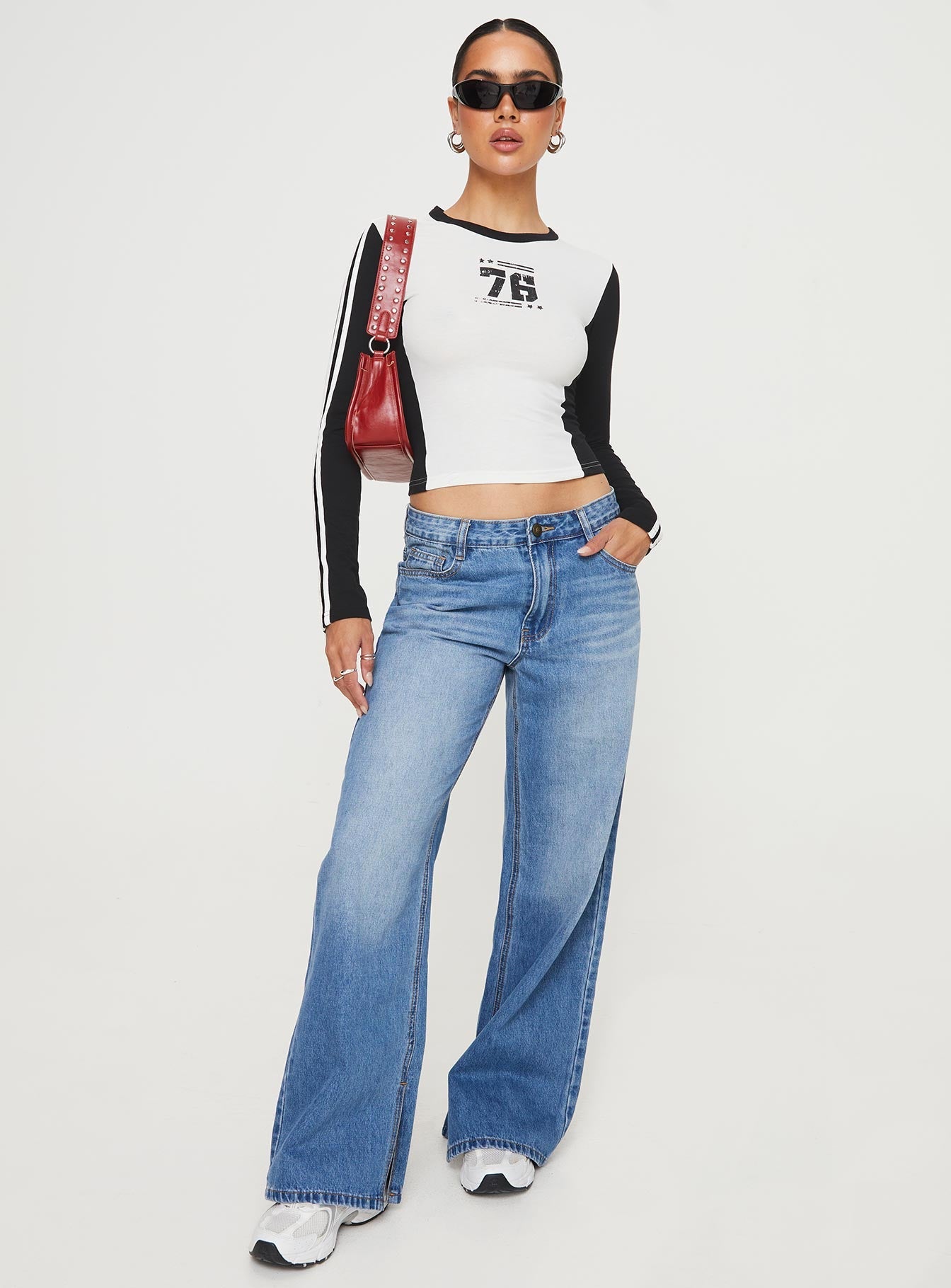 Letina Long Sleeve Top Black / White - women's top by Ellevoria - view 5