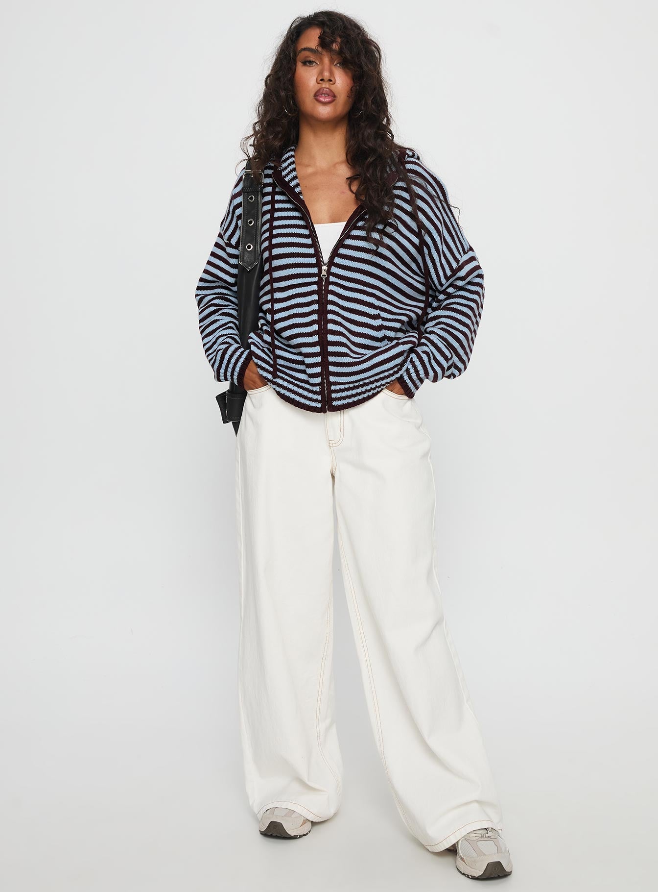 Brienna Zip Jacket Burgundy / Blue Stripe women's jacket by Ellevoria